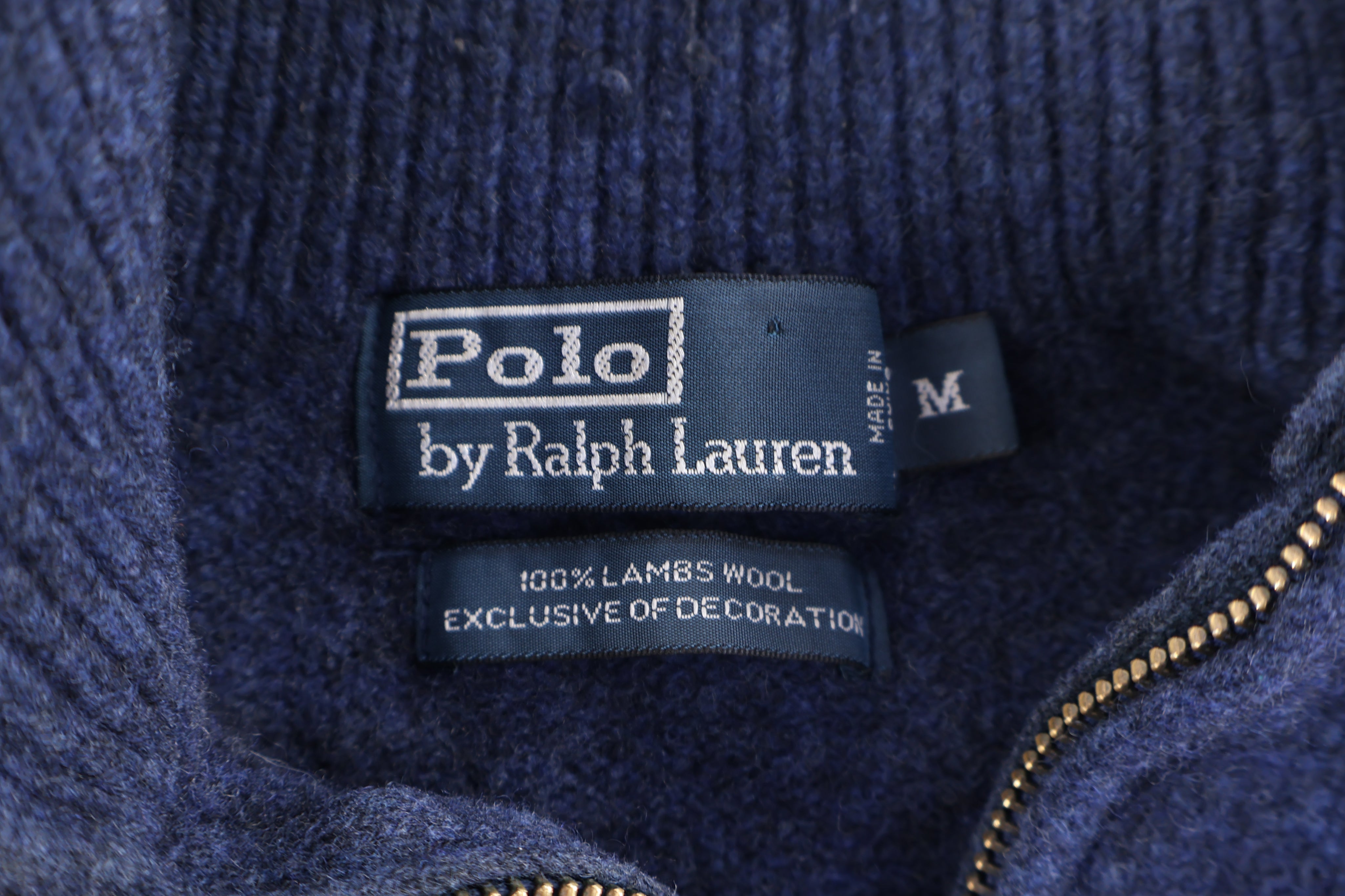Polo by Ralph Lauren Embroidered Blue Quarter Zip Sweater