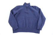 Polo by Ralph Lauren Embroidered Blue Quarter Zip Sweater