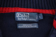 Polo by Ralph Lauren Embroidered Logo Blue Quarter Zip Sweater