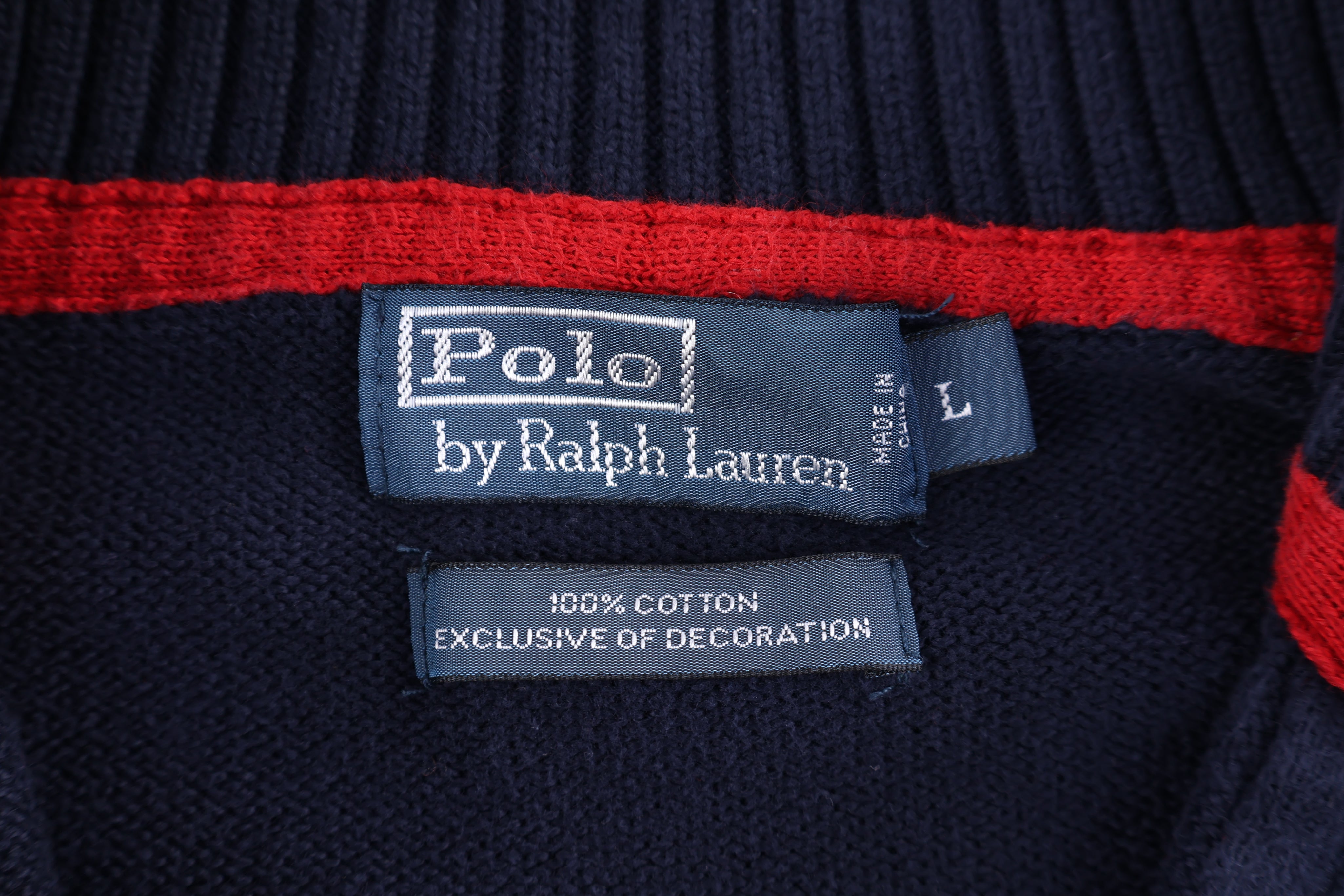 Polo by Ralph Lauren Embroidered Logo Blue Quarter Zip Sweater