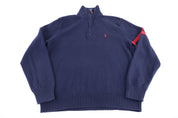 Polo by Ralph Lauren Embroidered Logo Blue Quarter Zip Sweater