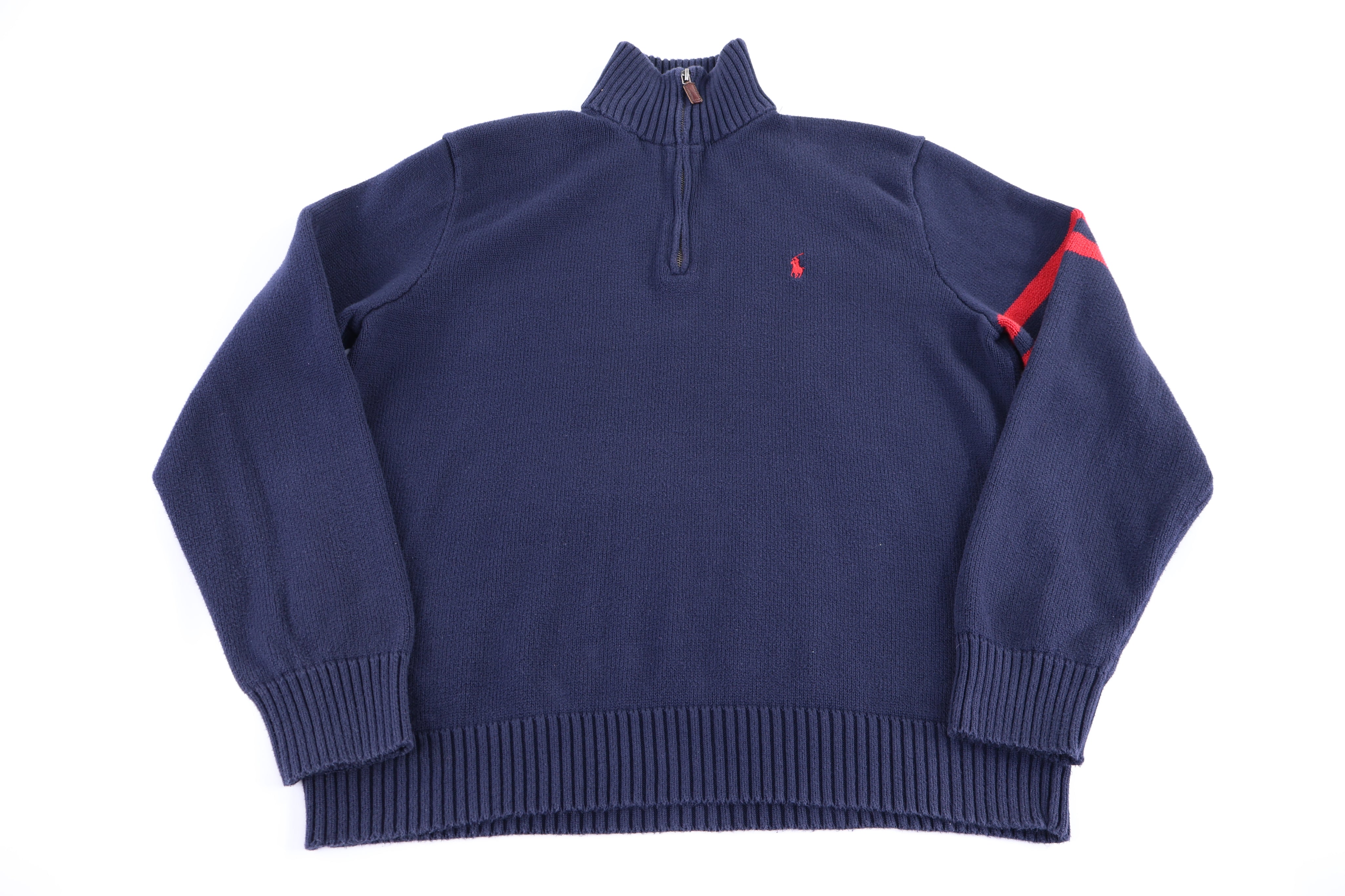 Polo by Ralph Lauren Embroidered Logo Blue Quarter Zip Sweater