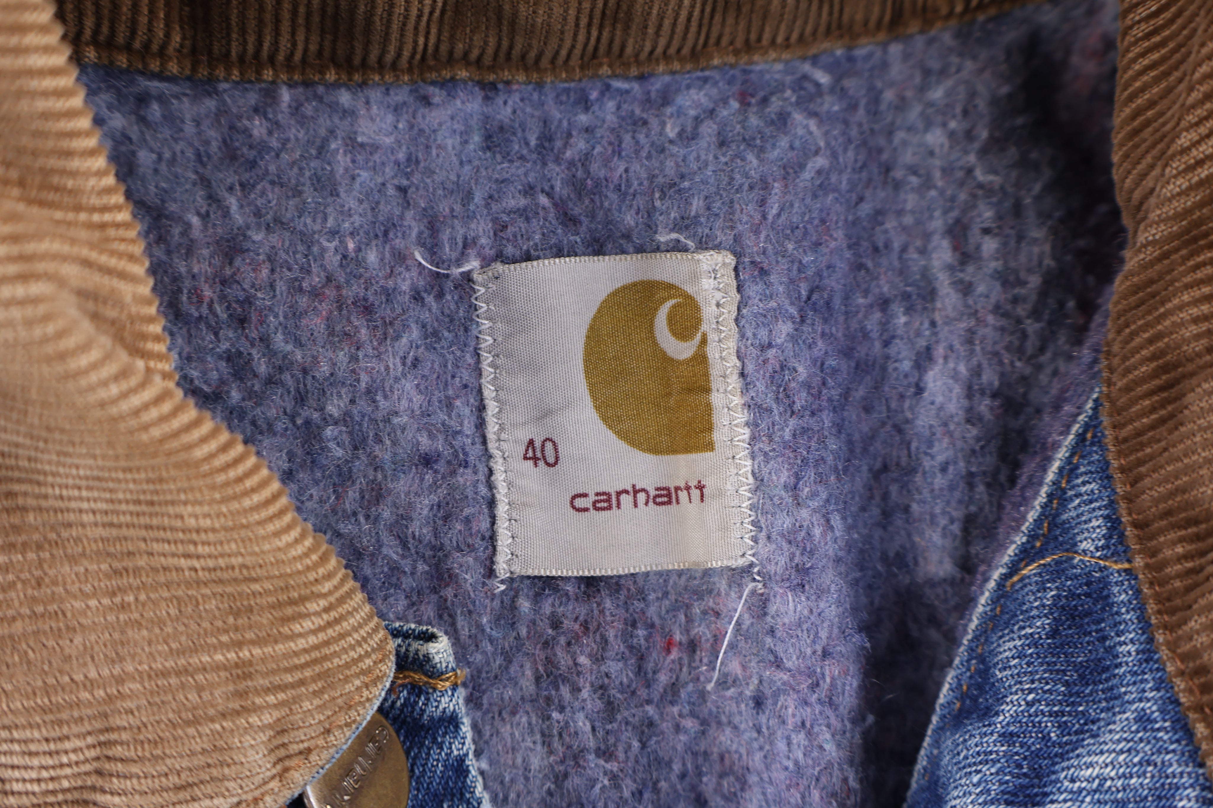 80's Carhartt Logo Patch Denim Trucker Jacket