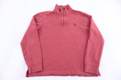 Polo by Ralph Lauren Embroidered Logo Red Quarter Zip Sweater