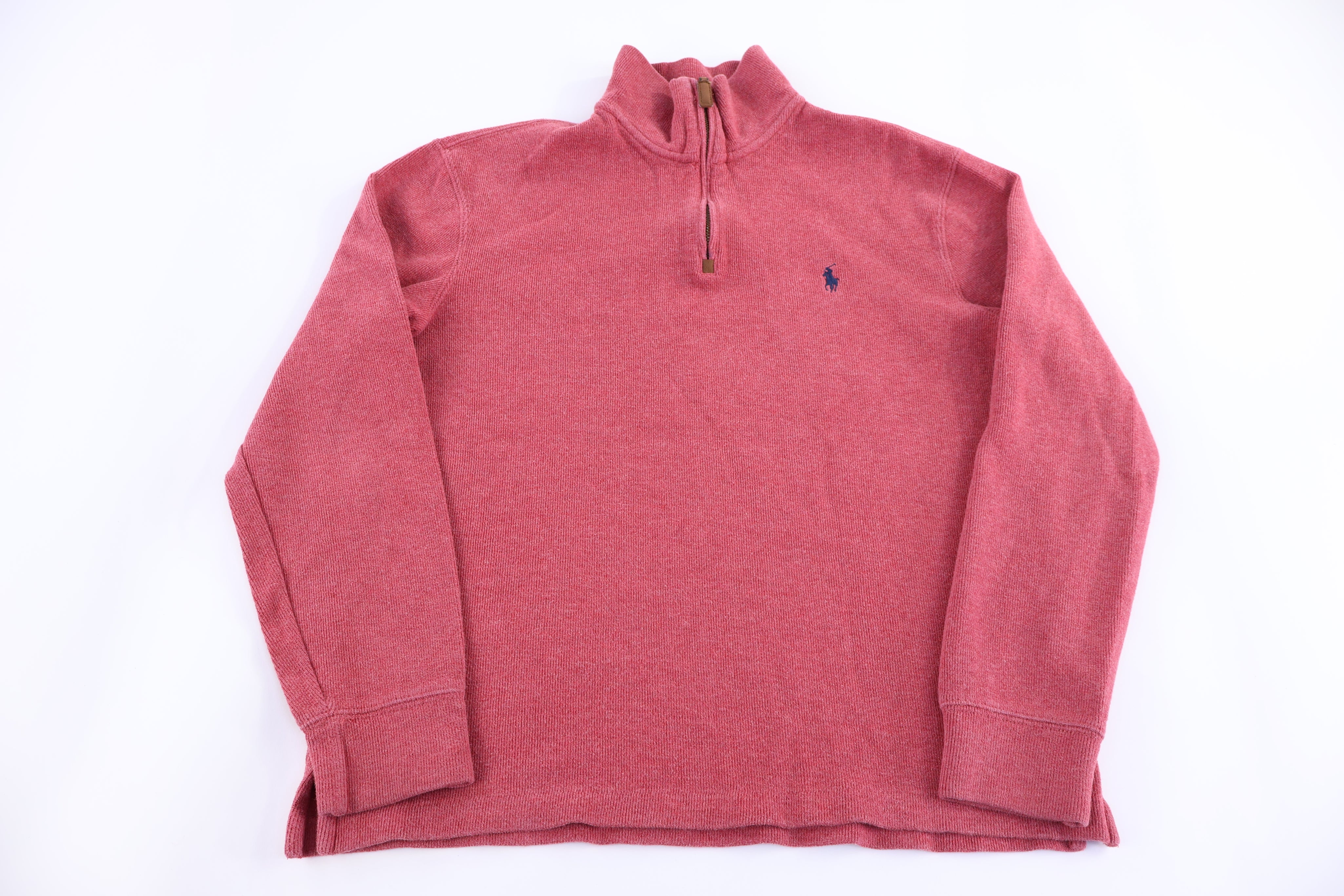 Polo by Ralph Lauren Embroidered Logo Red Quarter Zip Sweater