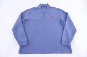 Polo Ralph Lauren Embroidered Logo Blue Quarter Zip Sweater