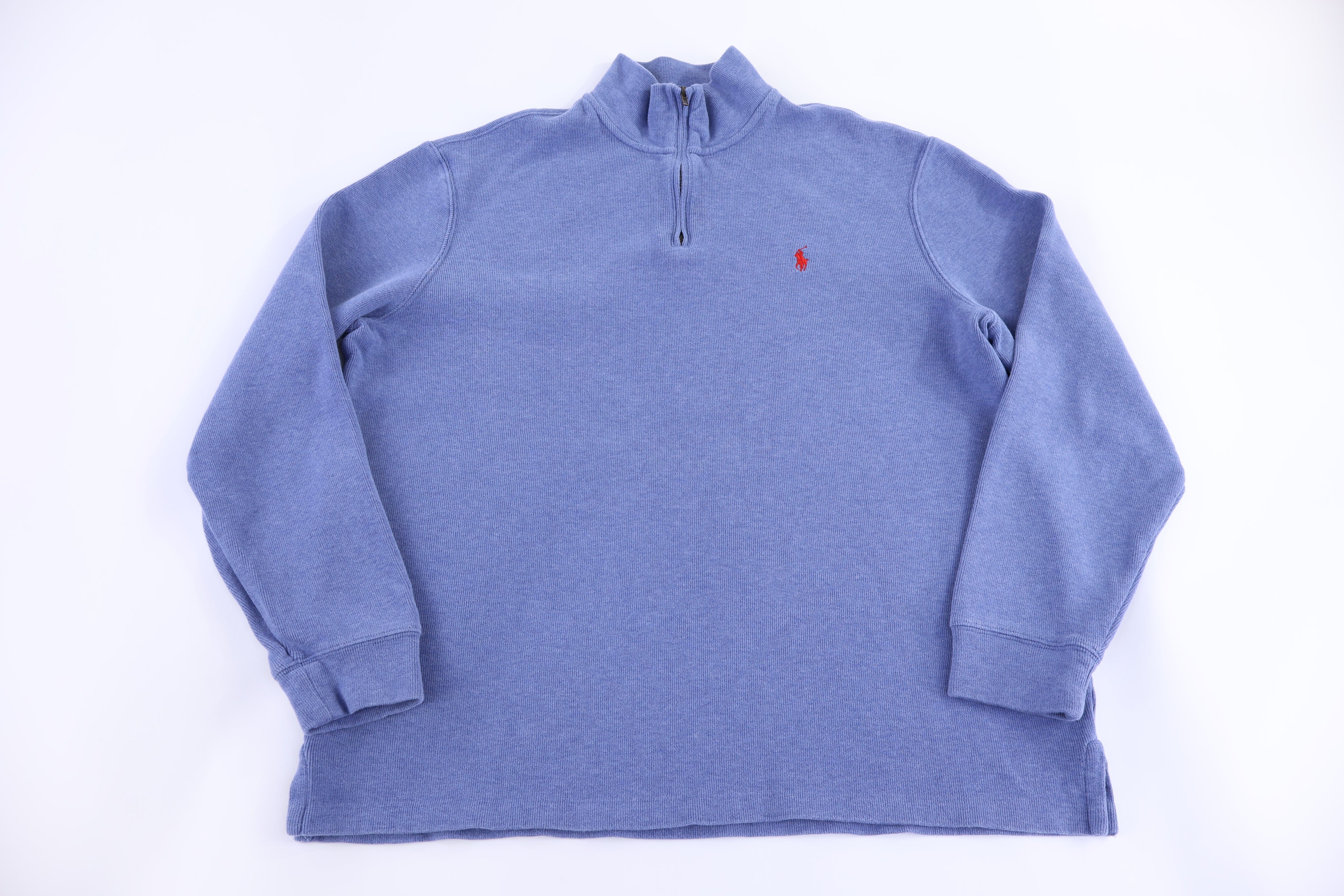 Polo Ralph Lauren Embroidered Logo Blue Quarter Zip Sweater