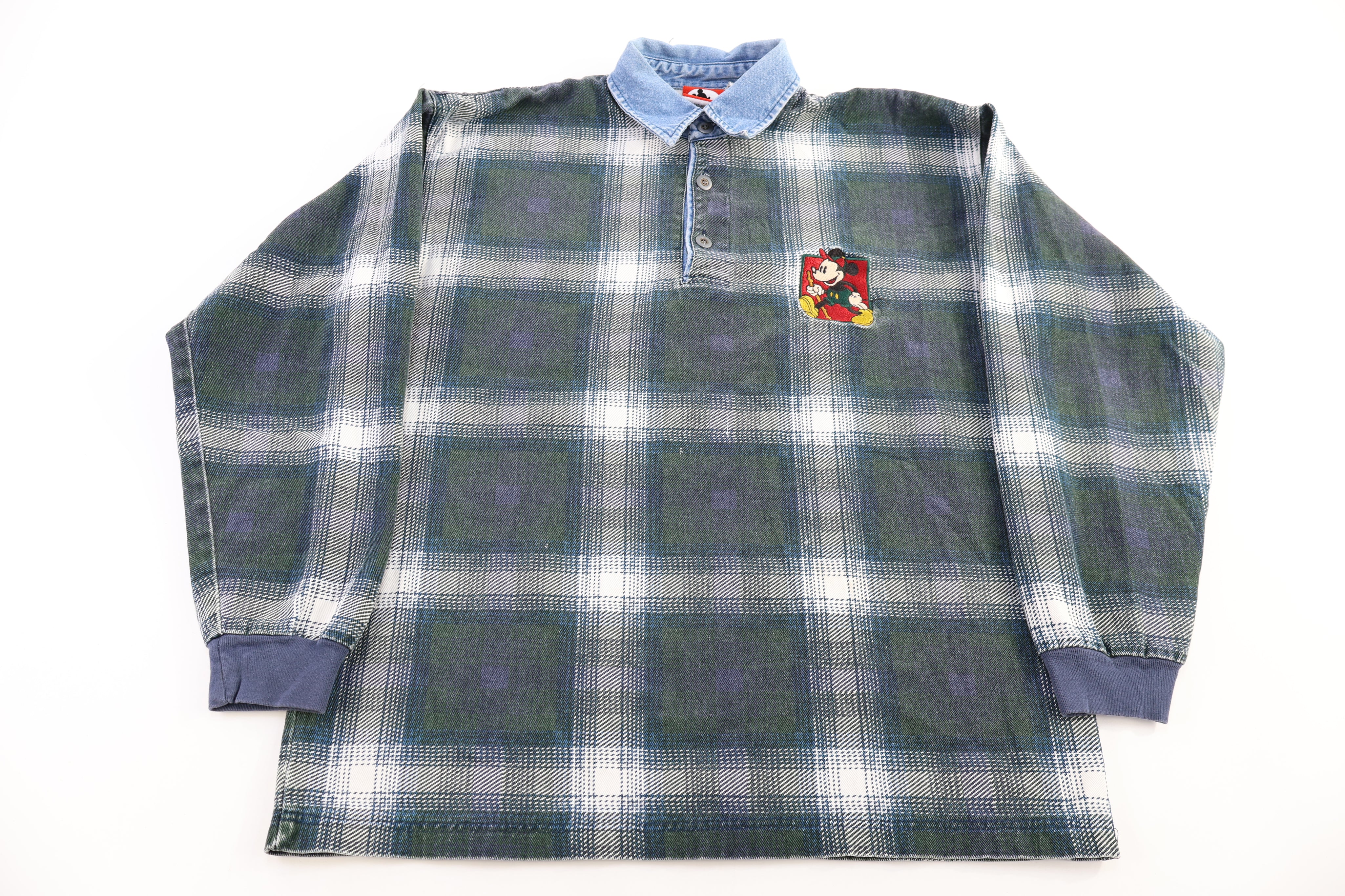 Vintage Mickey Inc Grid Patterned LS Button Up
