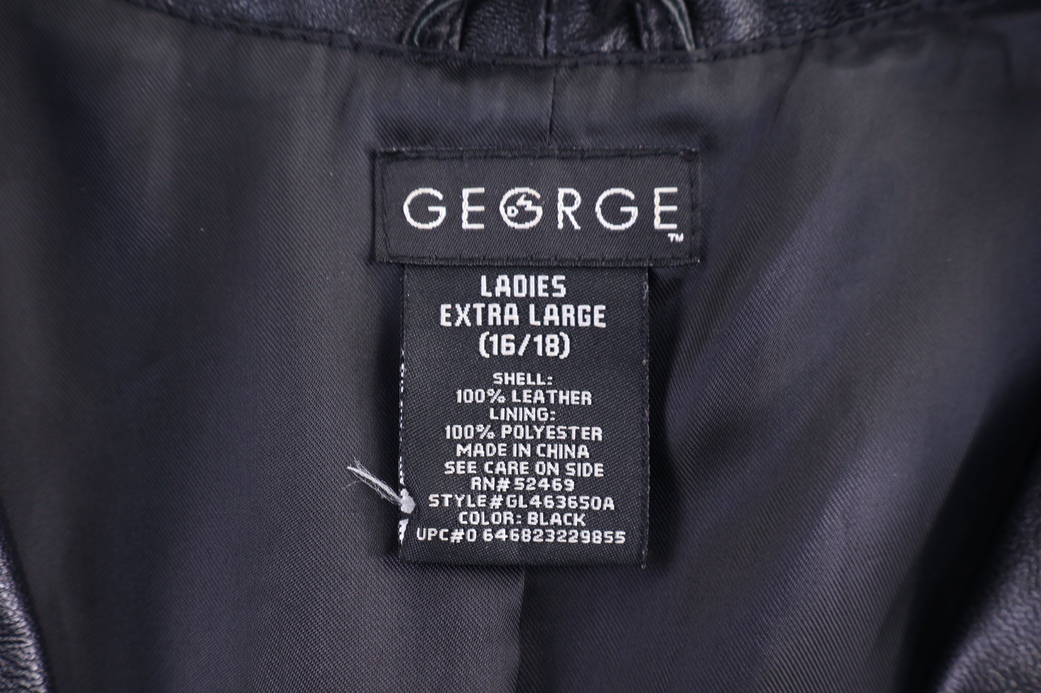 Women's George Black Full Zip Leather Jacket