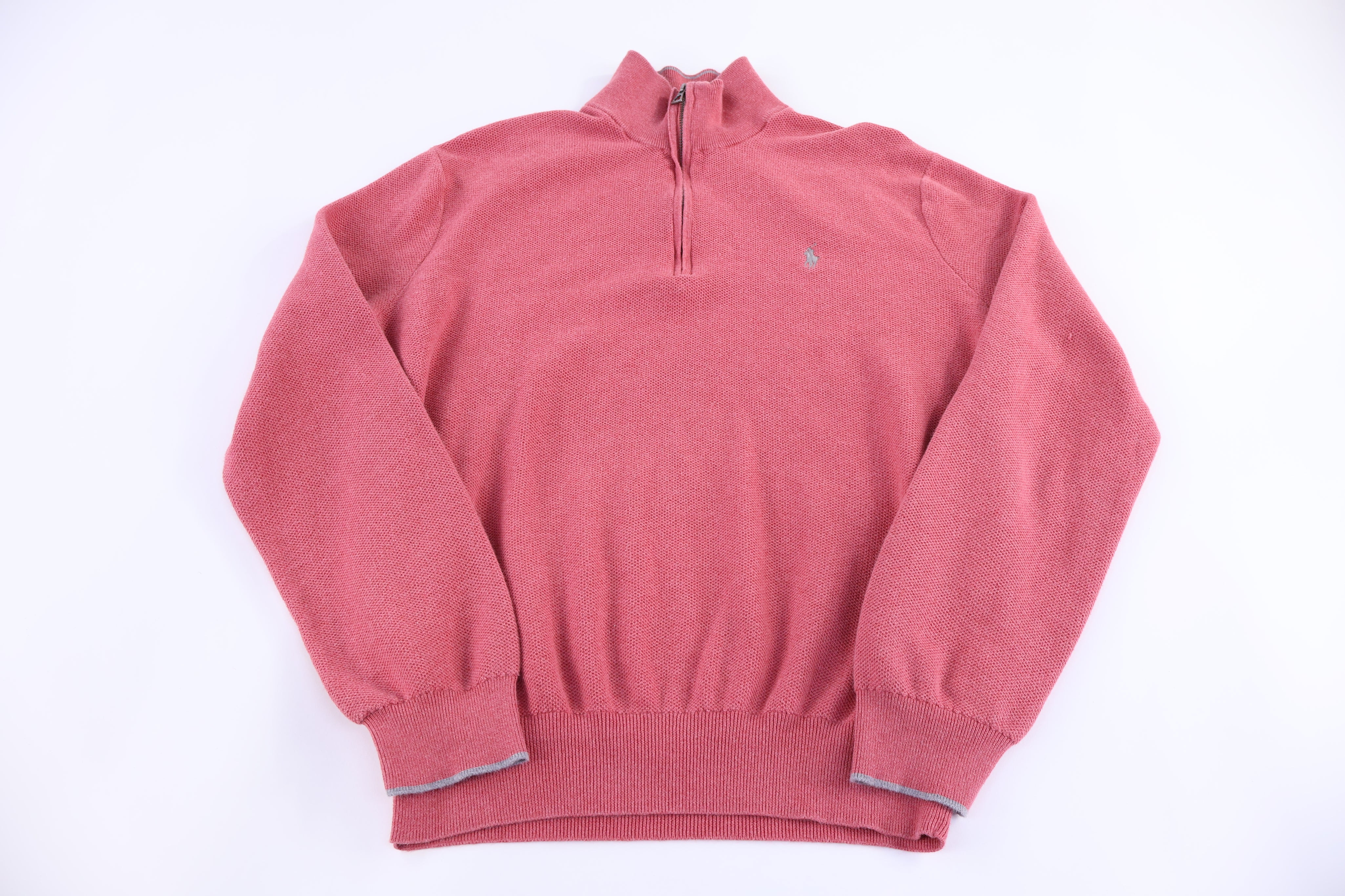 Polo Ralph Lauren Embroidered Logo Pink Quarter Zip Sweater