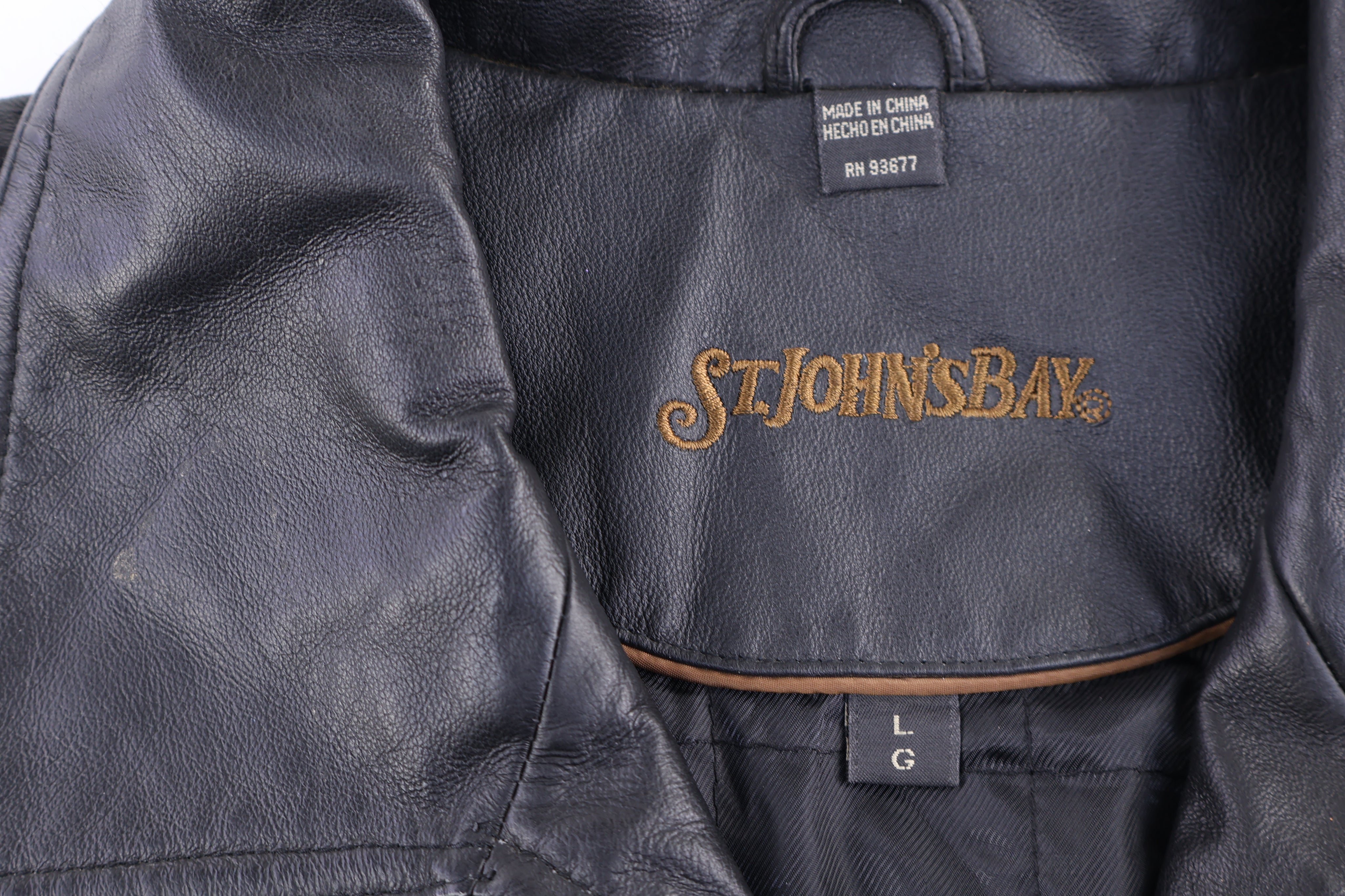 Vintage St. Johns Bay Black Full Zip Leather Jacket