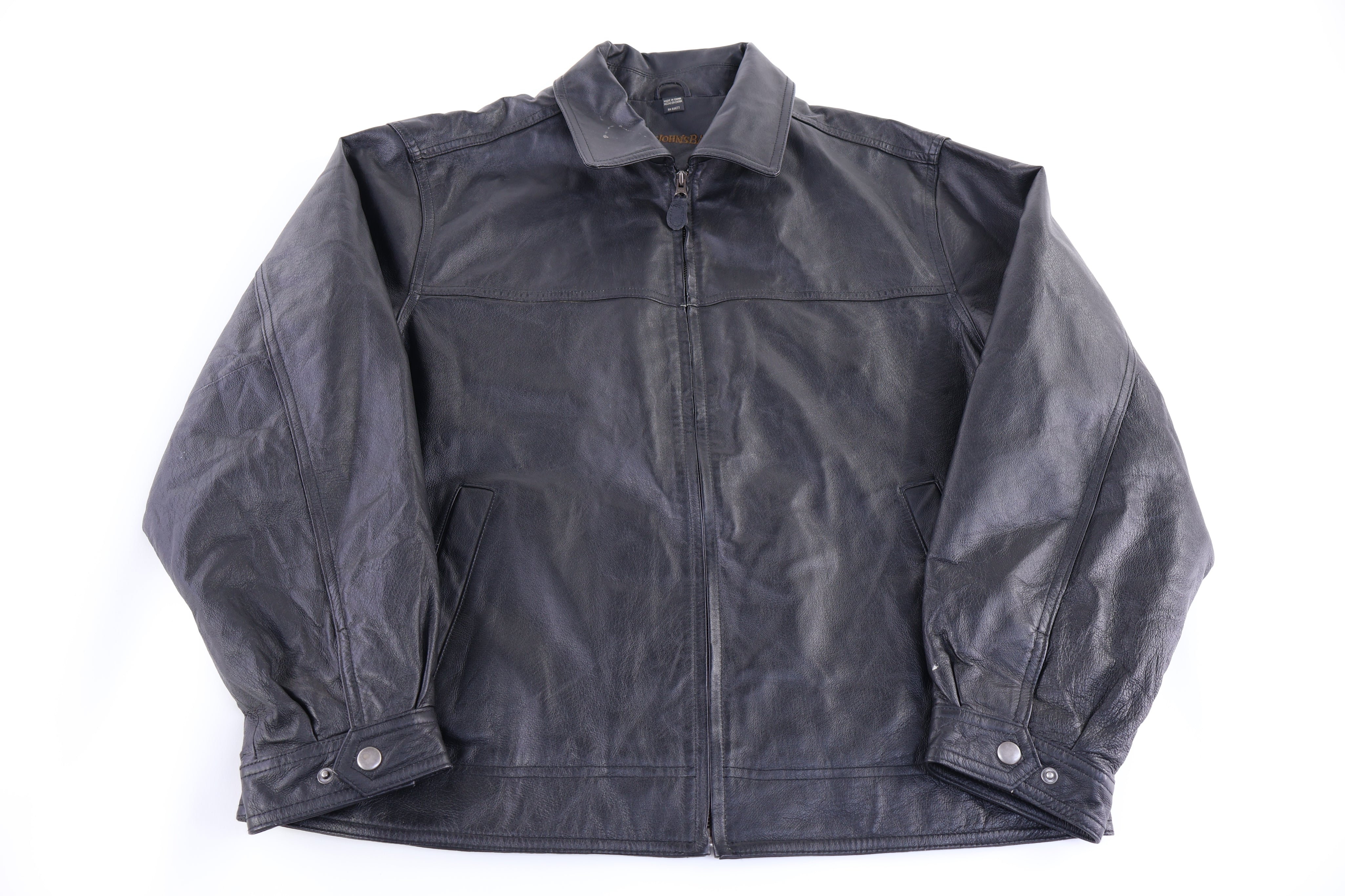 Vintage St. Johns Bay Black Full Zip Leather Jacket