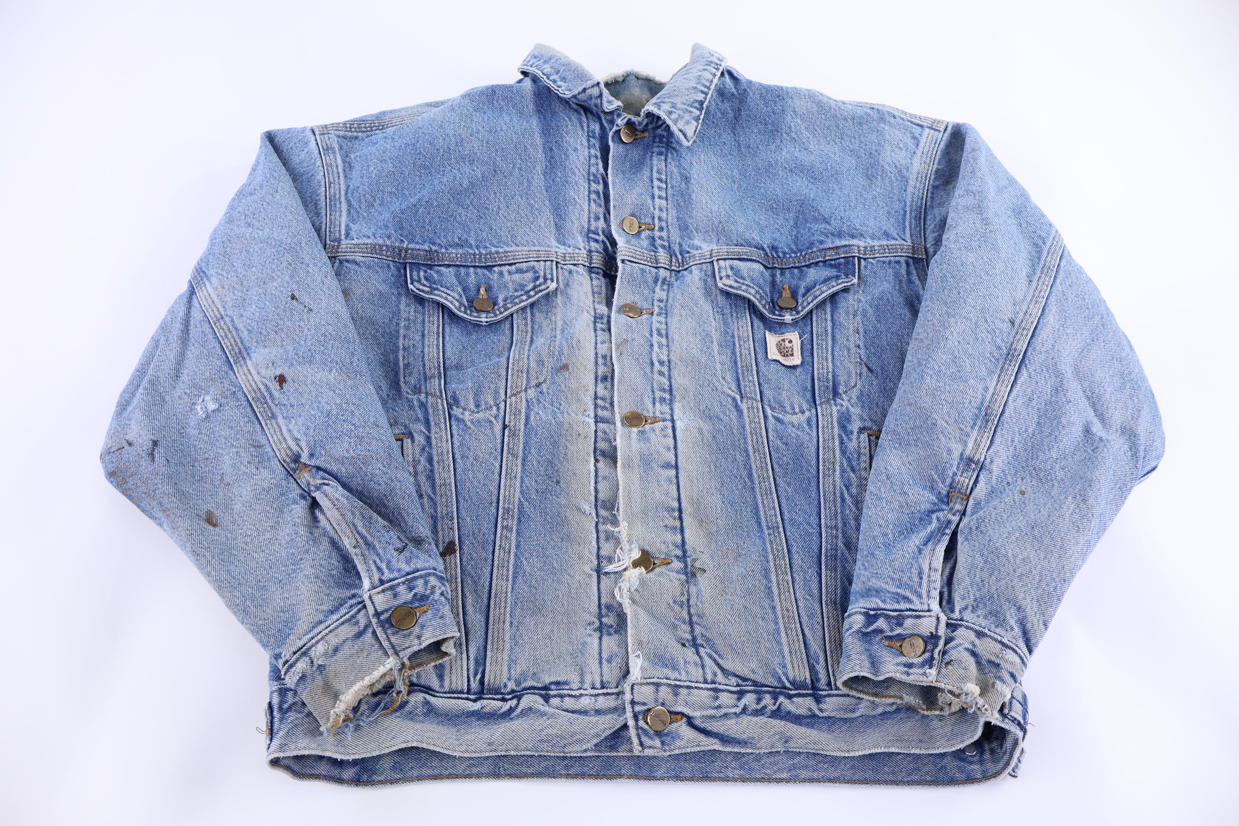 Carhartt Logo Patch Blanket Lined Denim Jacket