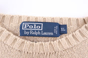Polo by Ralph Lauren Embroidered Logo Tan Knit Sweater