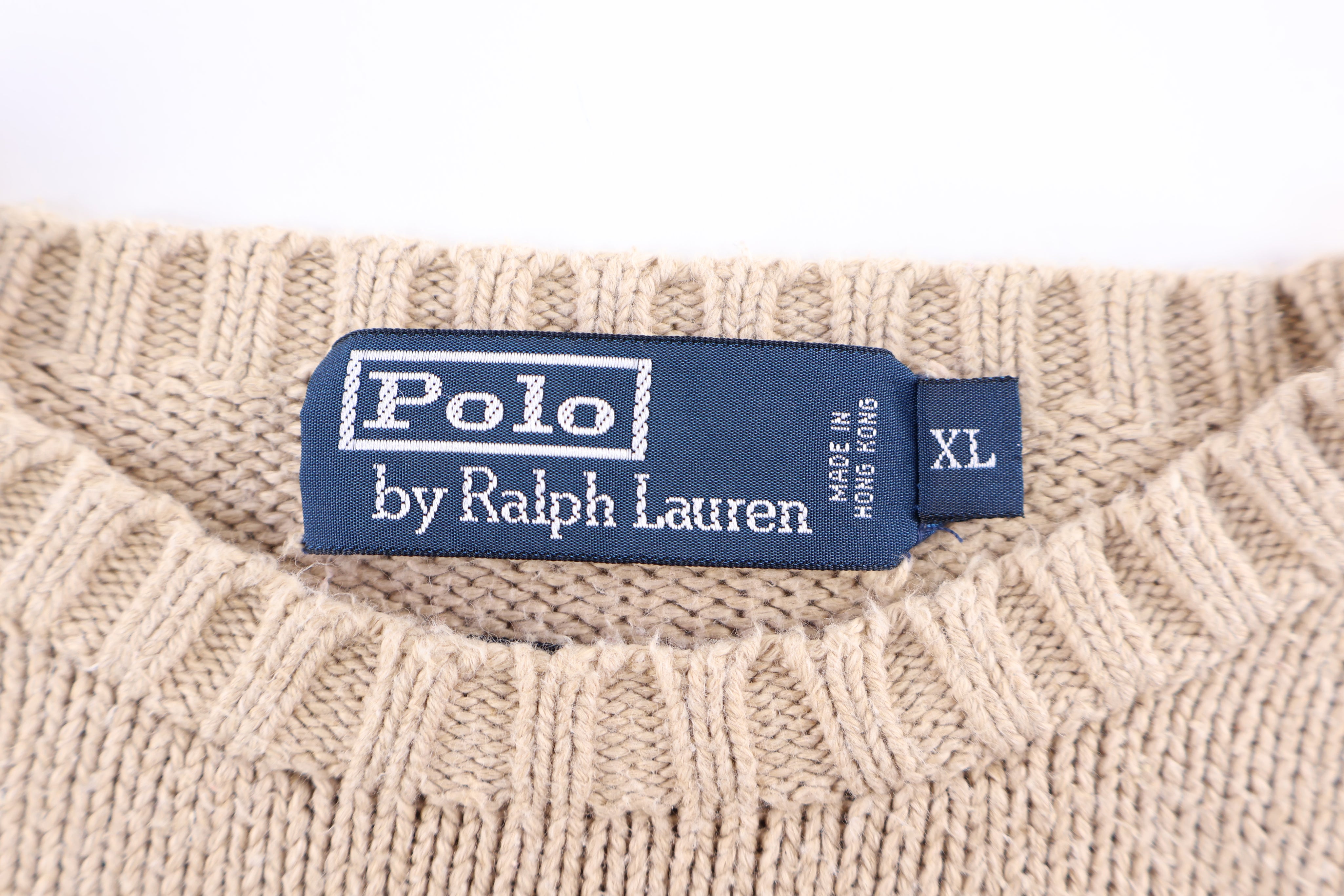 Polo by Ralph Lauren Embroidered Logo Tan Knit Sweater