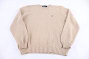 Polo by Ralph Lauren Embroidered Logo Tan Knit Sweater