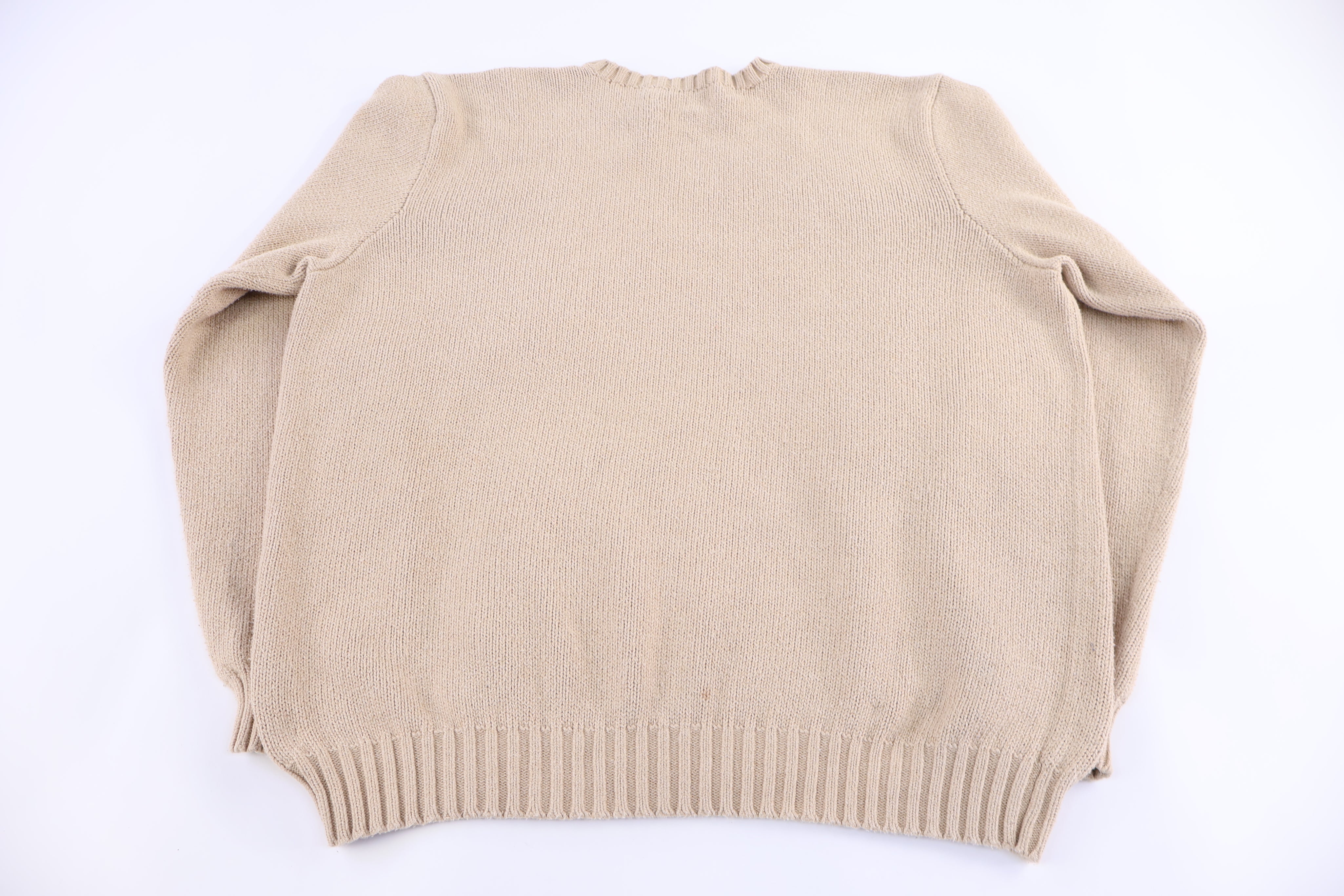 Polo by Ralph Lauren Embroidered Logo Tan Knit Sweater