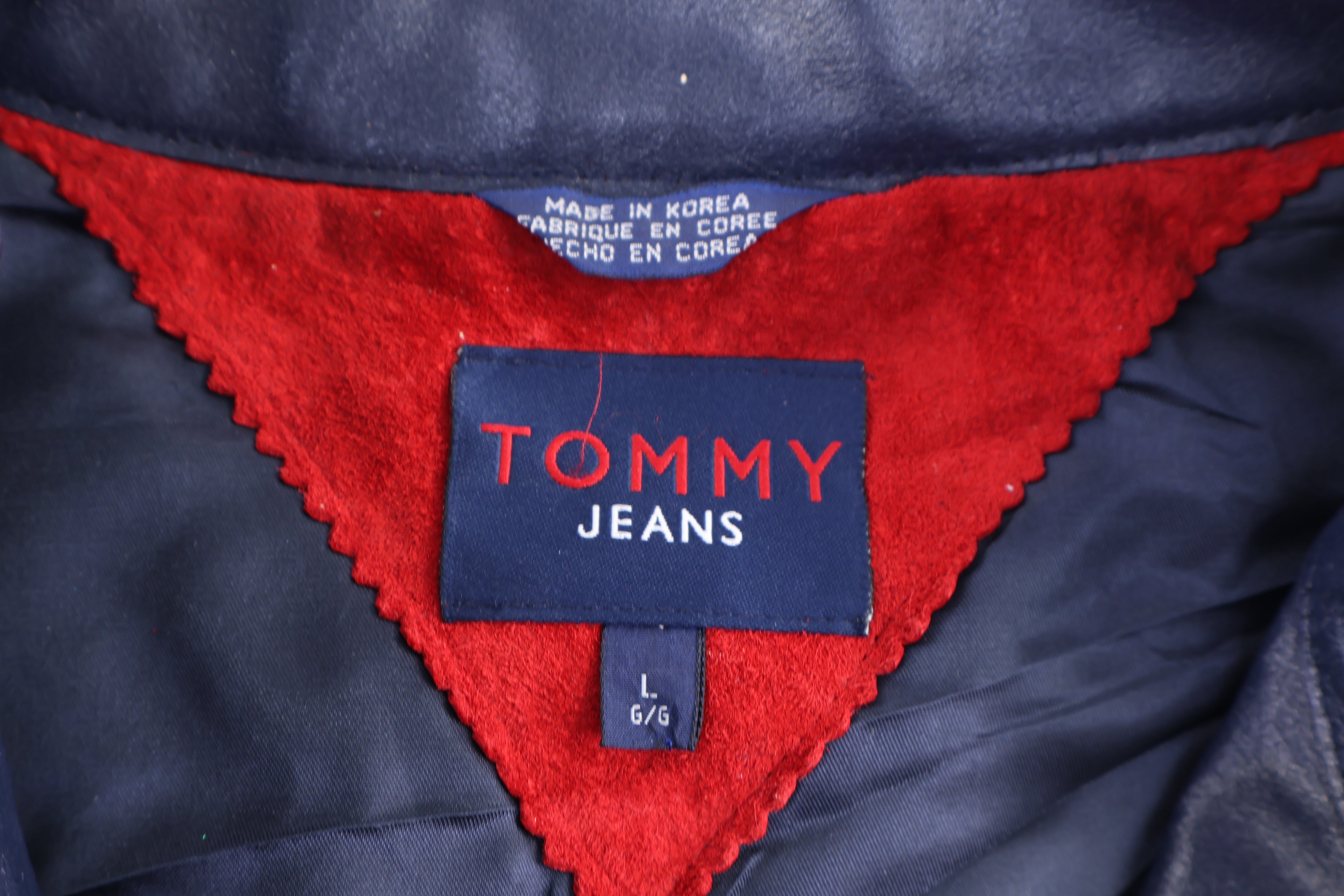 Vintage Tommy Hilfiger Embroidered Leather Jacket
