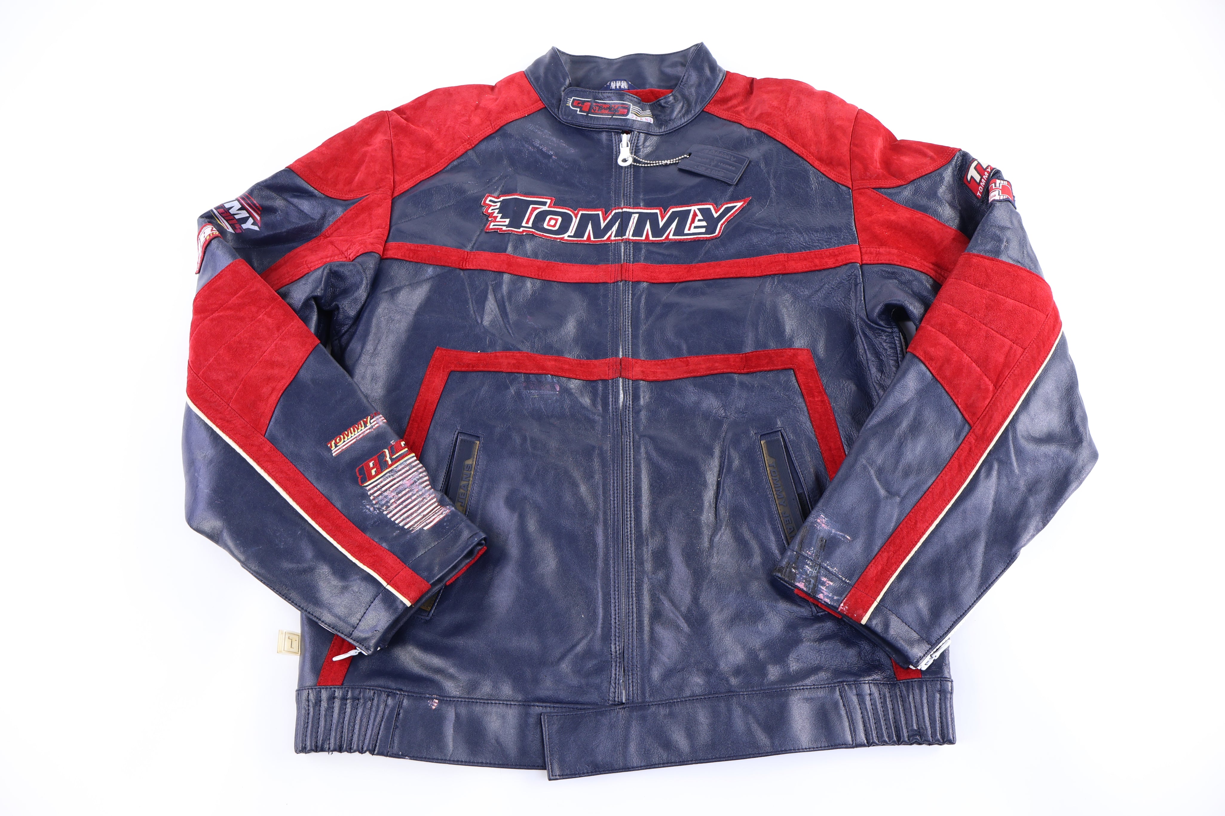 Vintage Tommy Hilfiger Embroidered Leather Jacket