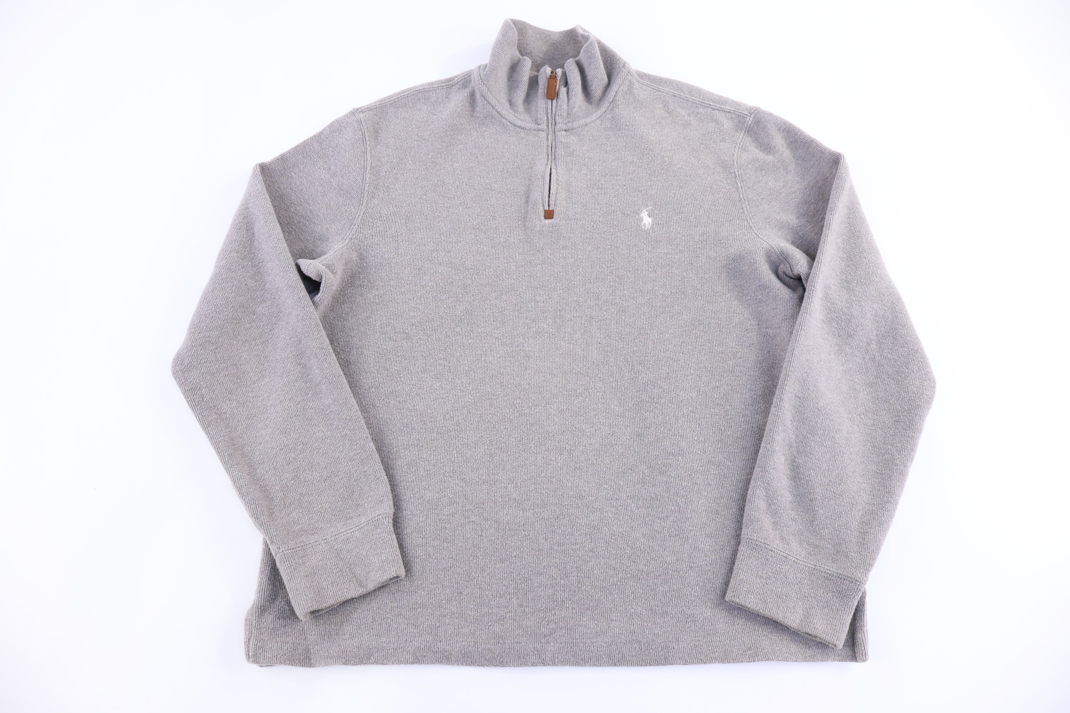 Polo by Ralph Lauren Embroidered Logo Grey Quarter Zip Sweater