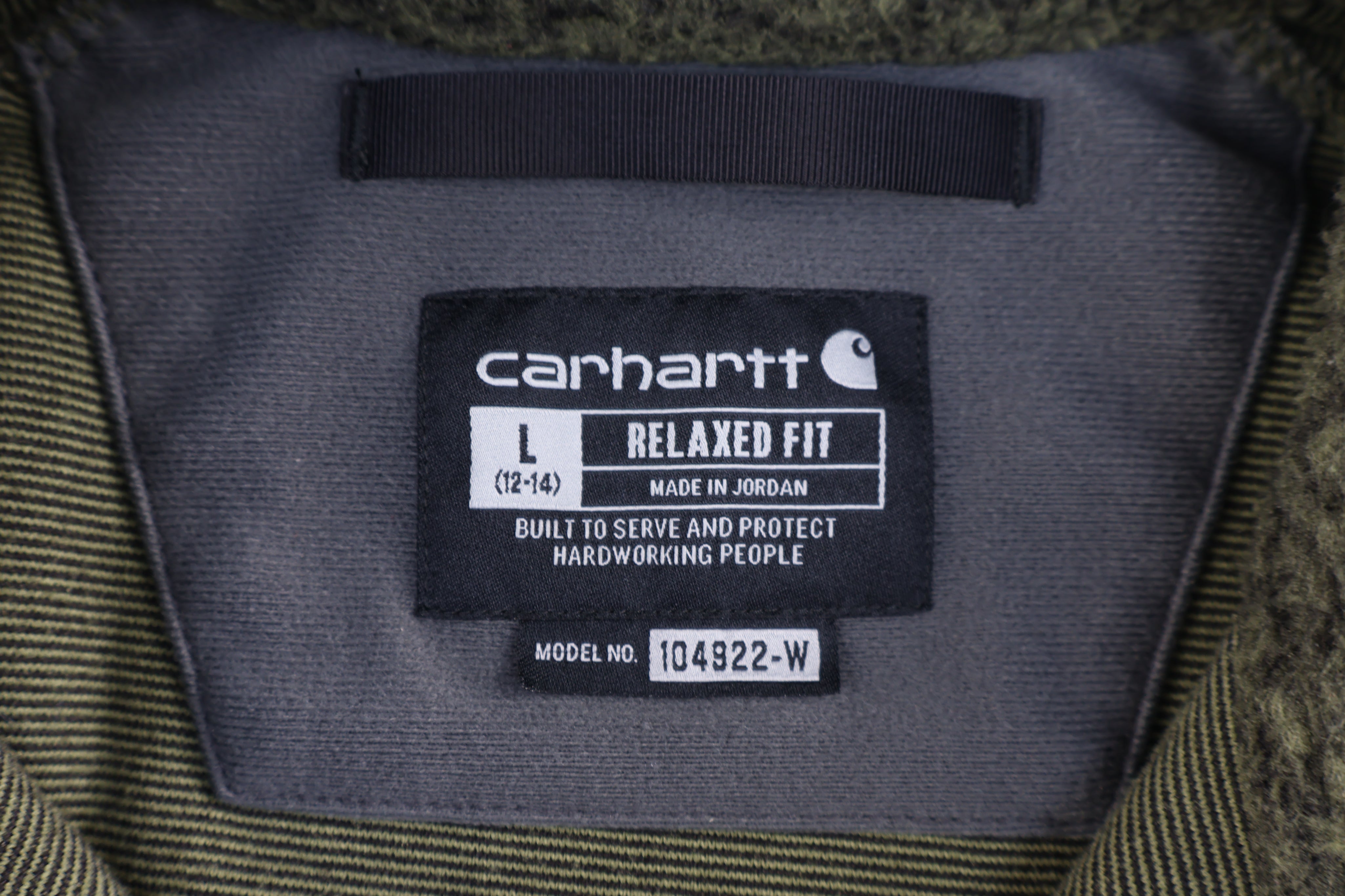 Women's Carhartt Logo Patch Green Sherpa Pullover Sweater