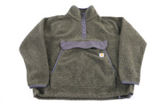 Women's Carhartt Logo Patch Green Sherpa Pullover Sweater