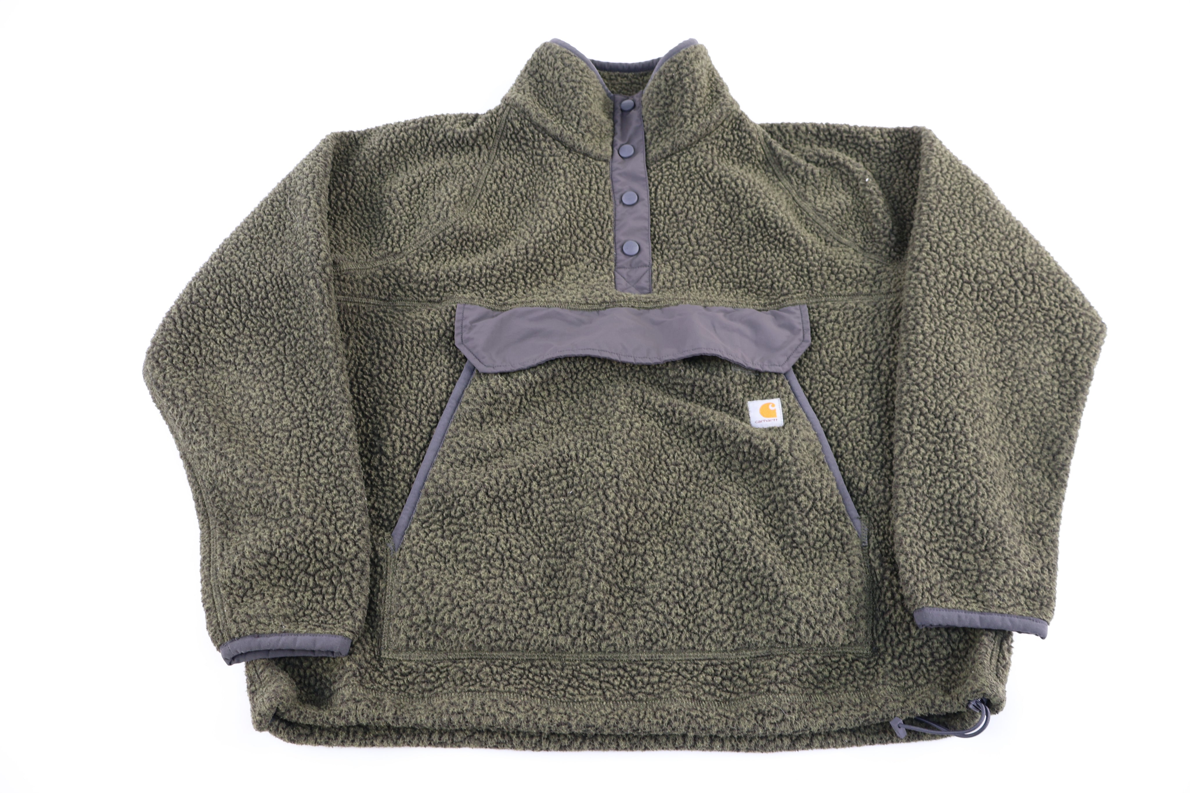 Women's Carhartt Logo Patch Green Sherpa Pullover Sweater