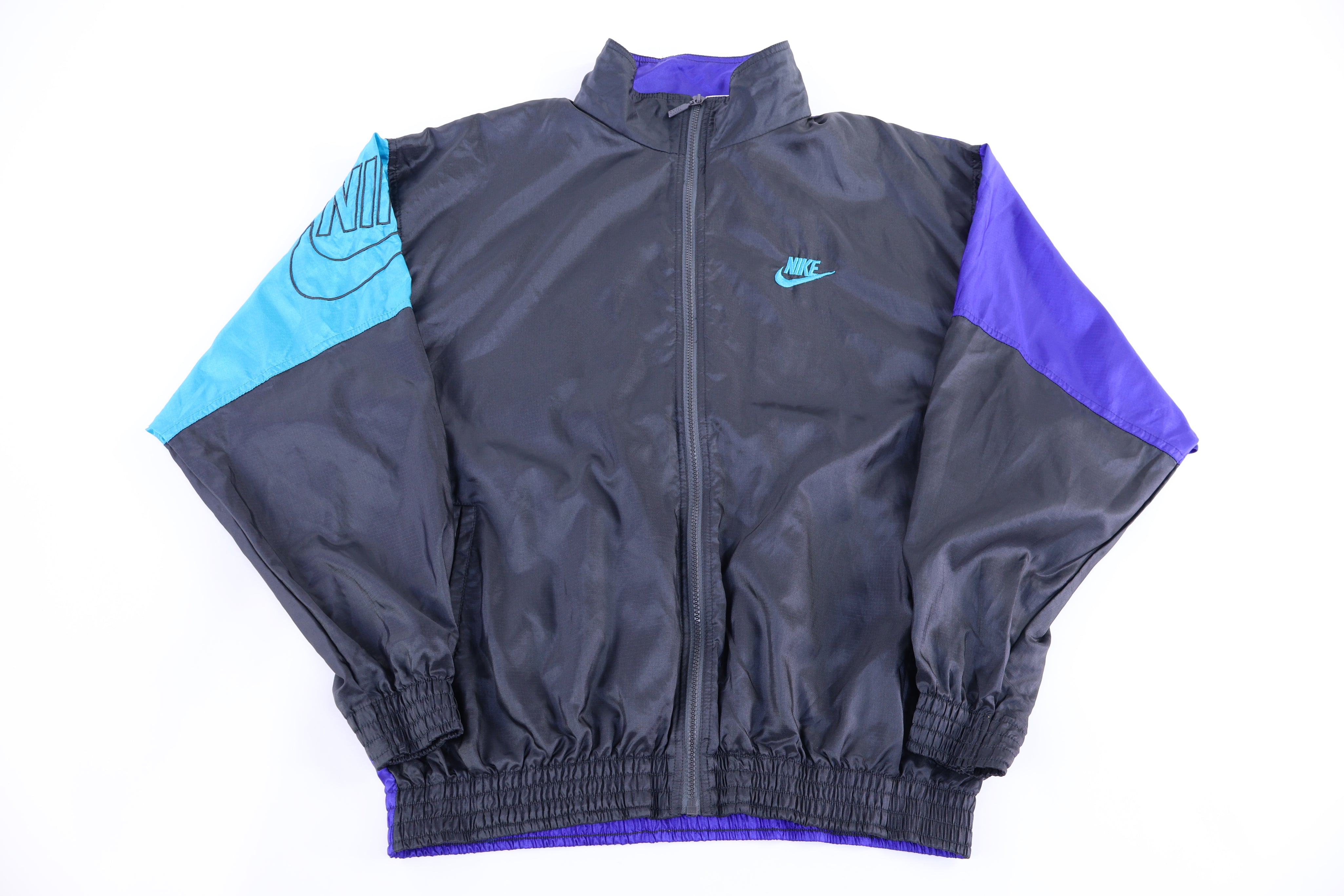 90's Nike Embroidered Logo Multicolor Full Zip Windbreaker