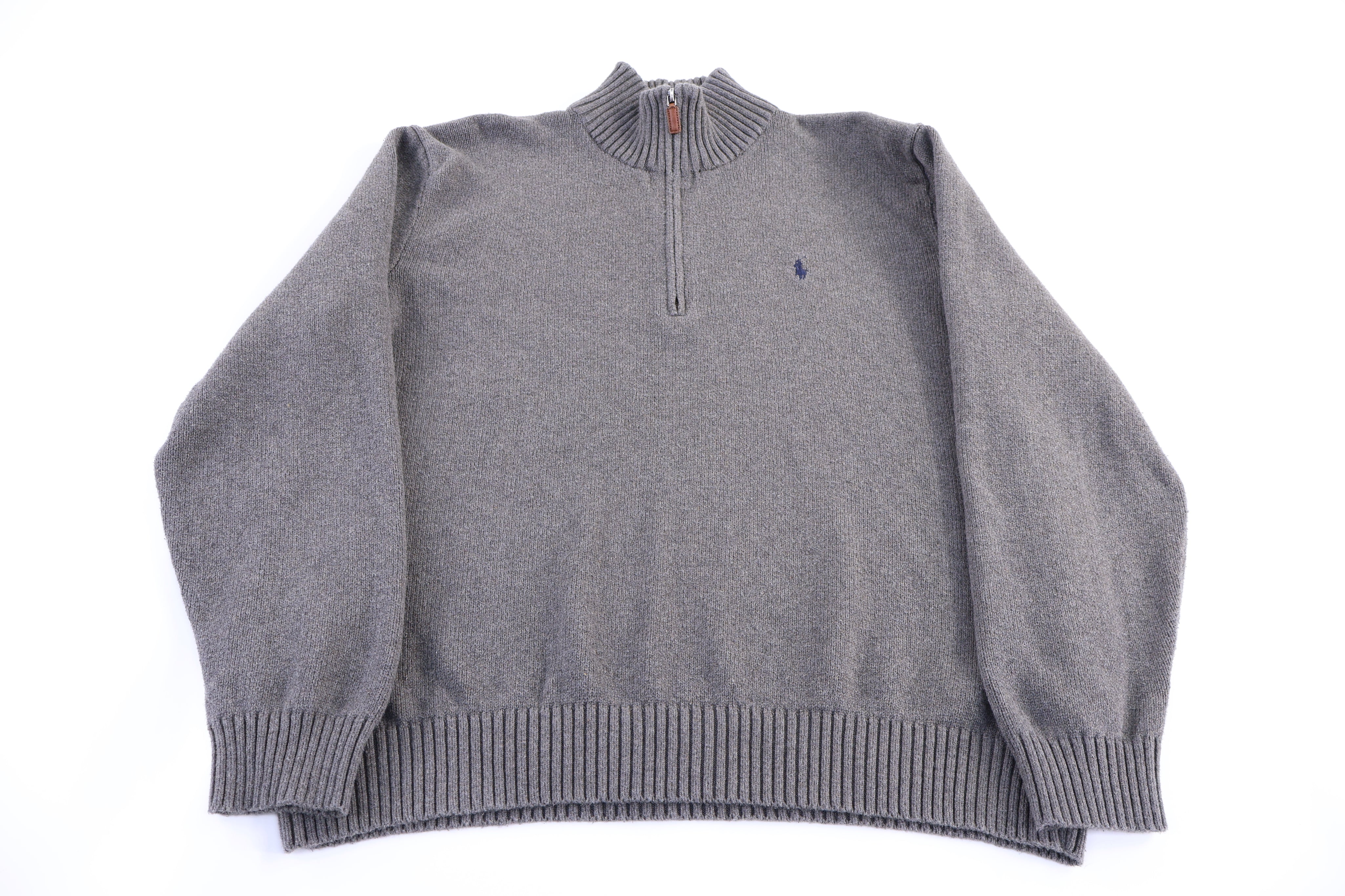 Polo by Ralph Lauren Embroidered Logo Grey Quarter Zip Sweater