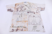 90's Leonardo da Vinci All Over Graphic T-shirt