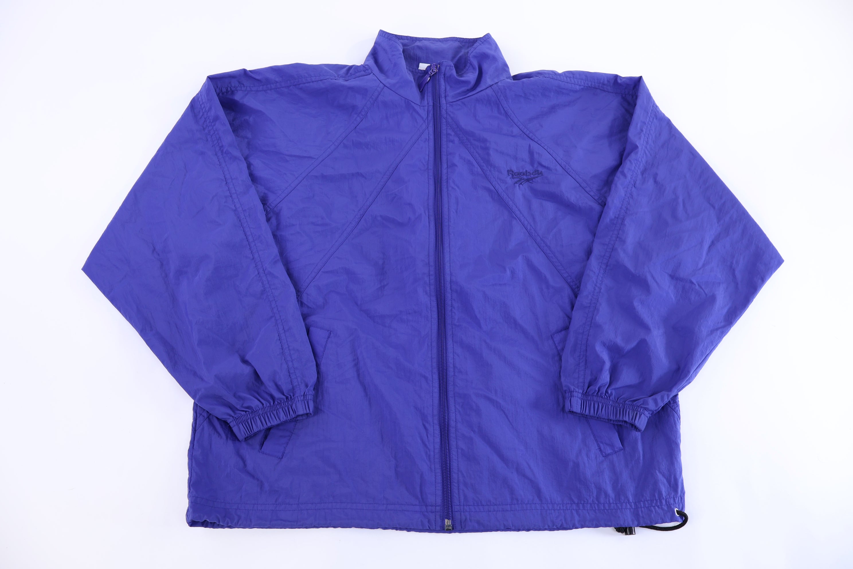 90's Reebok Embroidered Logo Blue Full Zip Windbreaker