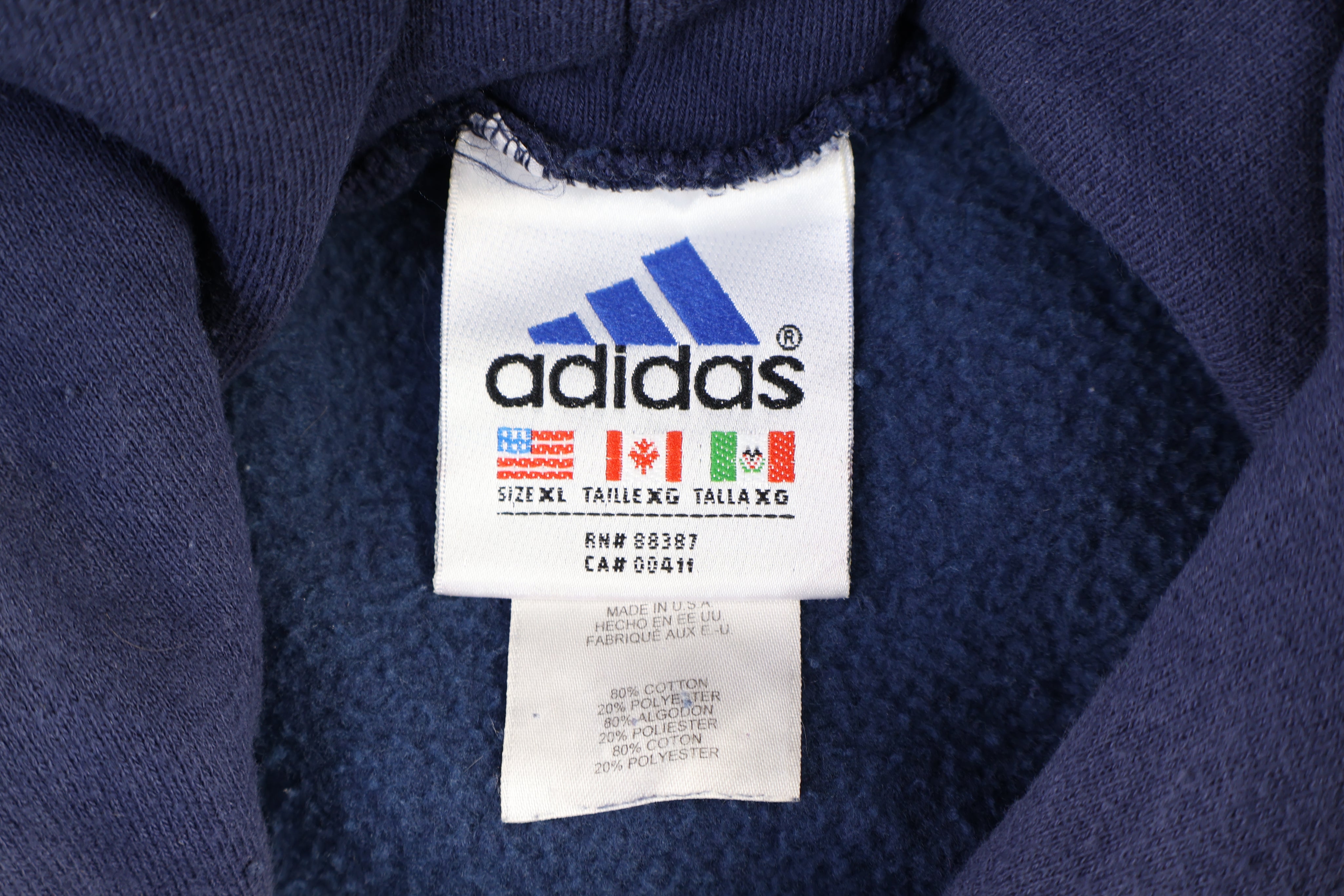 90's Adidas Embroidered Logo Blue Pullover Hoodie
