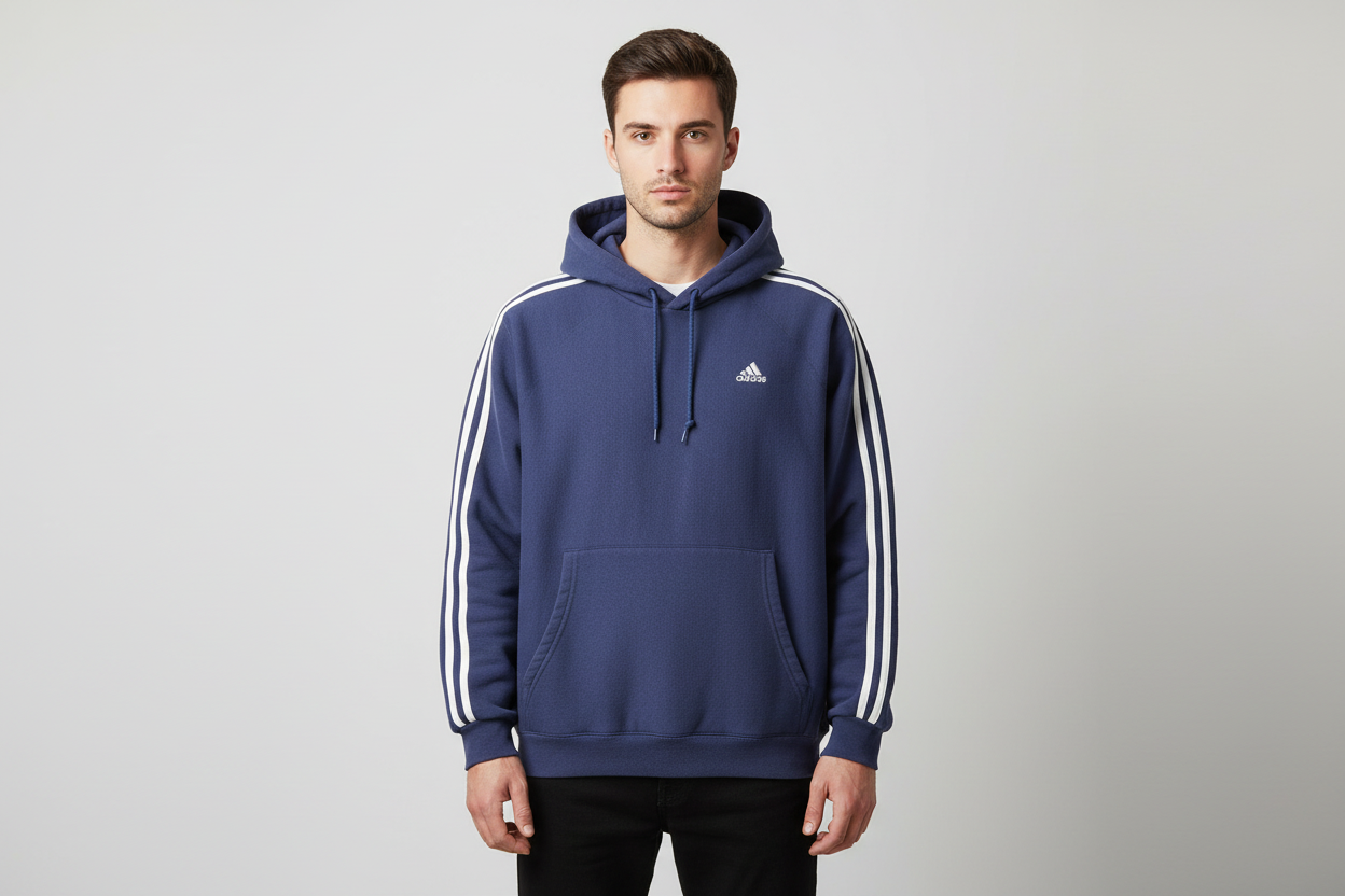 90's Adidas Embroidered Logo Blue Pullover Hoodie
