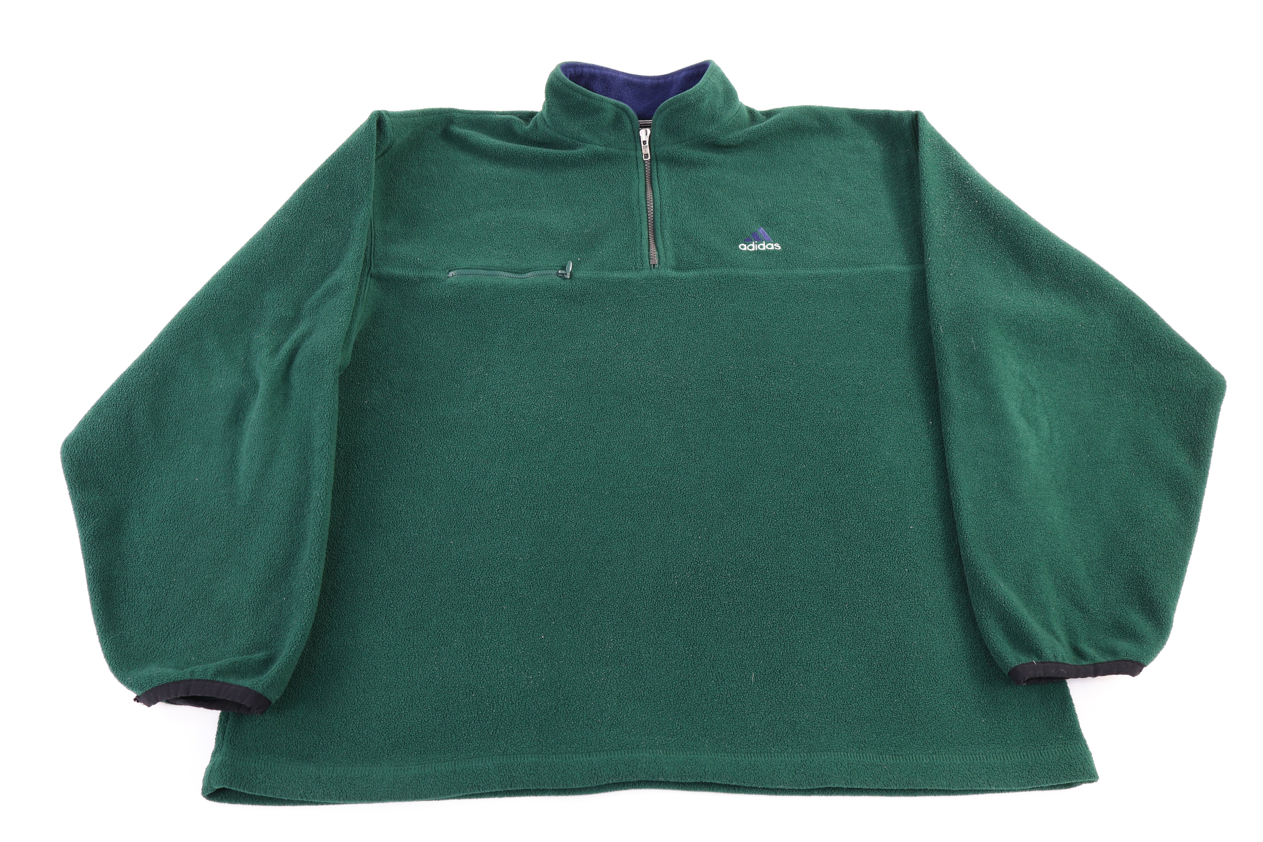 90's Adidas Embroidered Logo Green Fleece Sweater