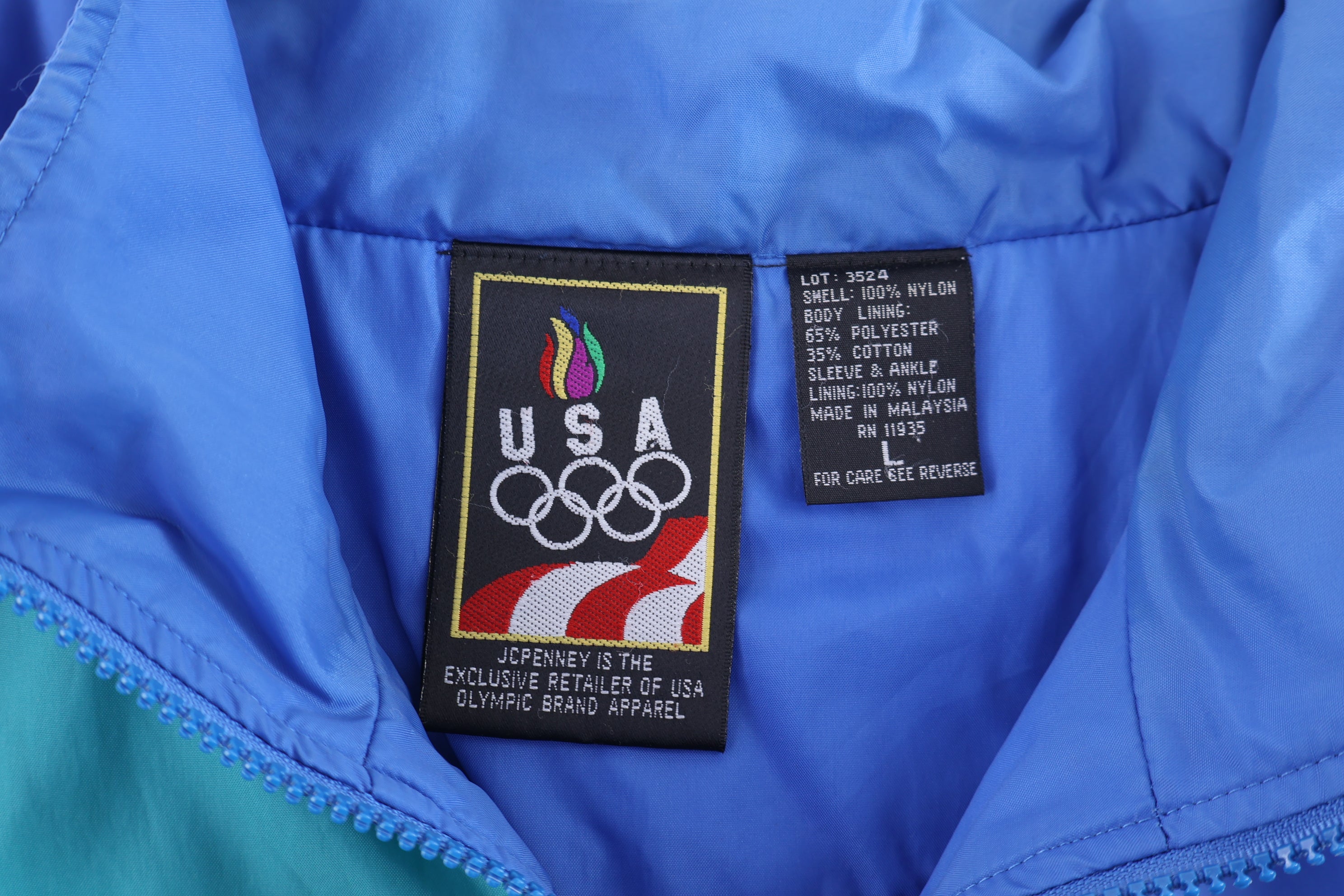 USA Olympics Embroidered Logo Blue & Teal Zip Up Jacket