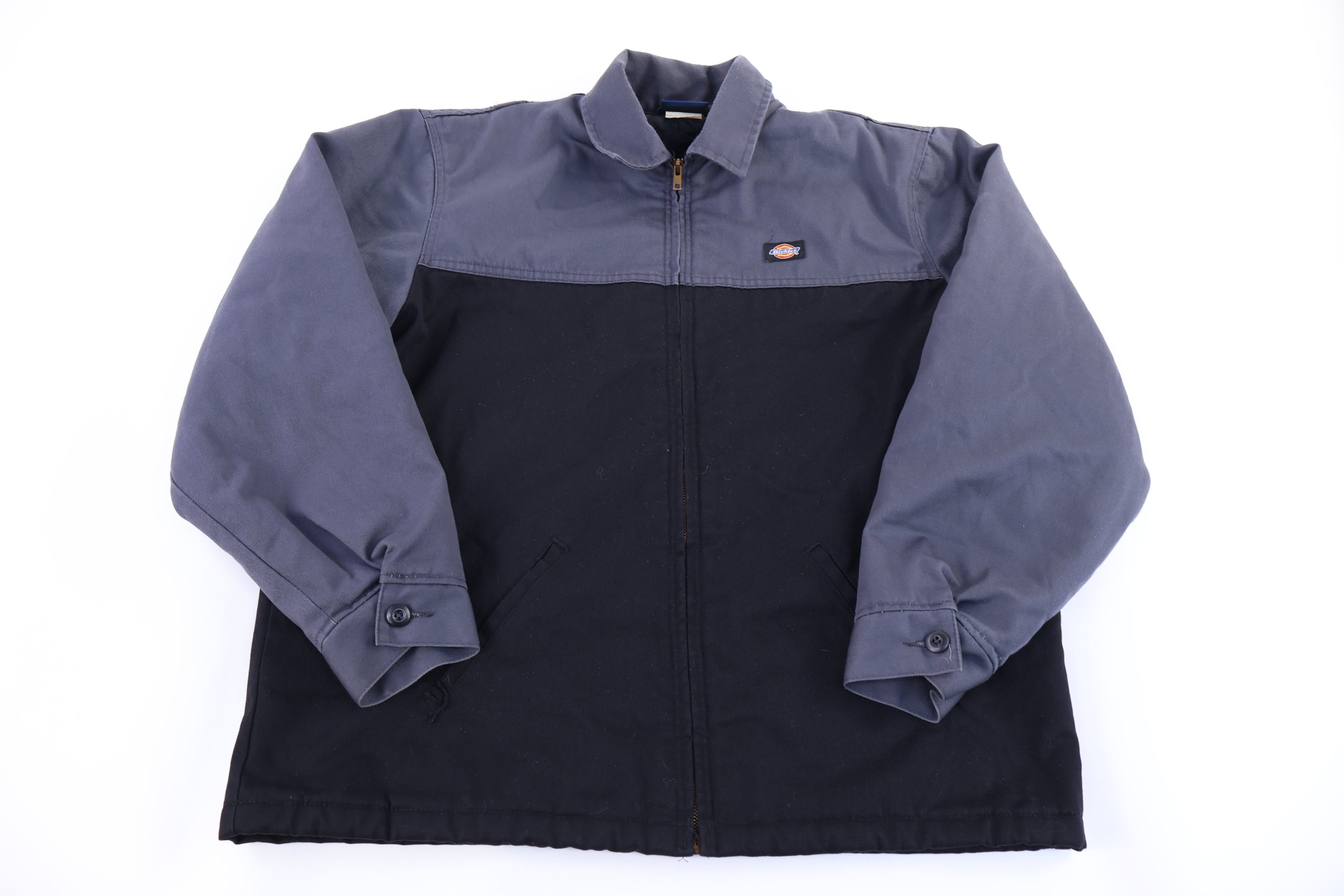 90's Dickies Logo Patch Black & Grey Full Zip Jacket