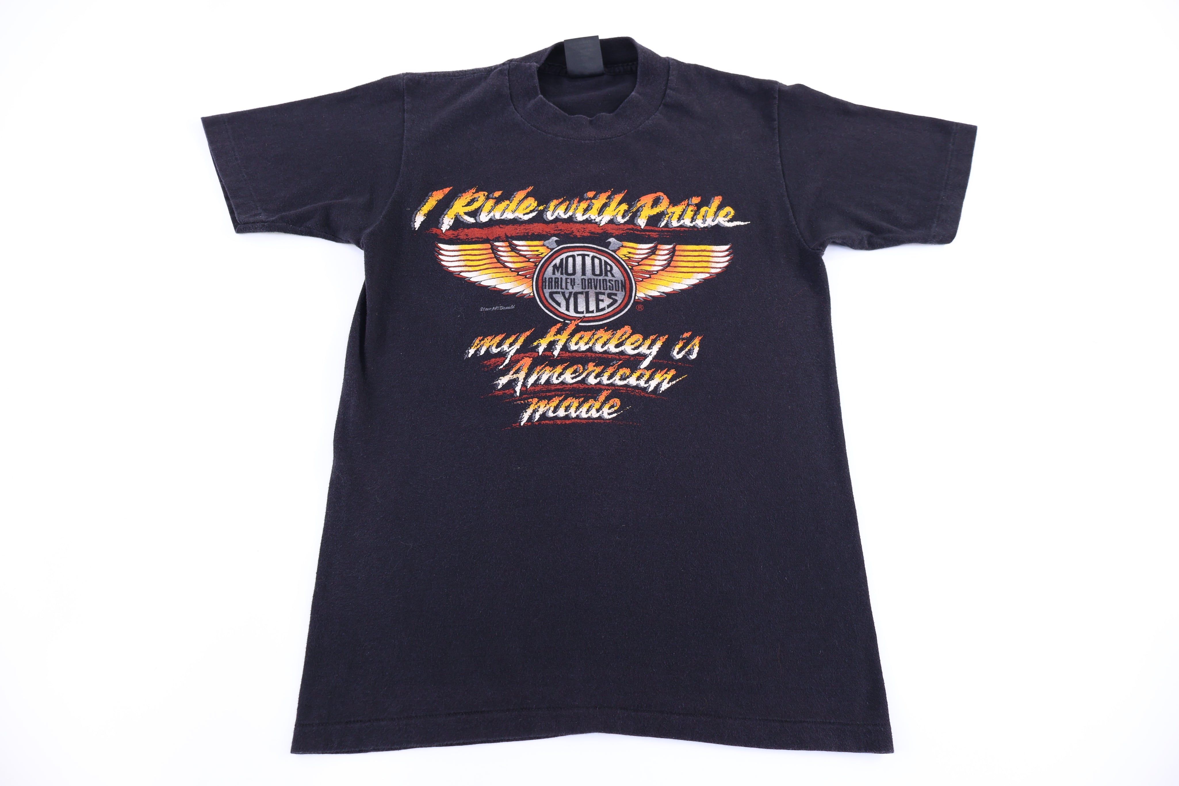 80's Harley Davidson Motorcycles I Ride With Pride 3D Emblem T-shirt