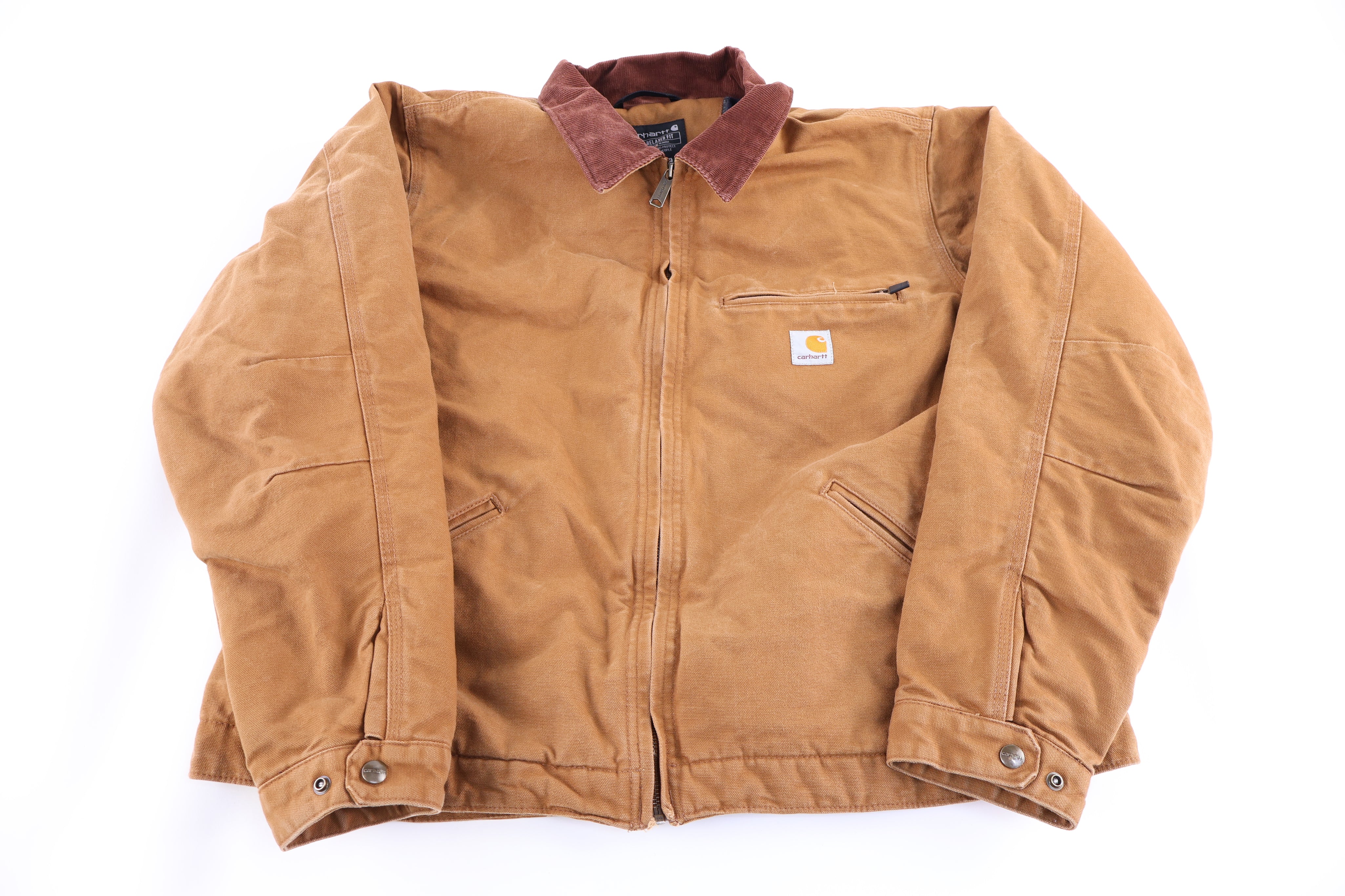 Carhartt Logo Patch Tan Blanket Lined Detroit Jacket