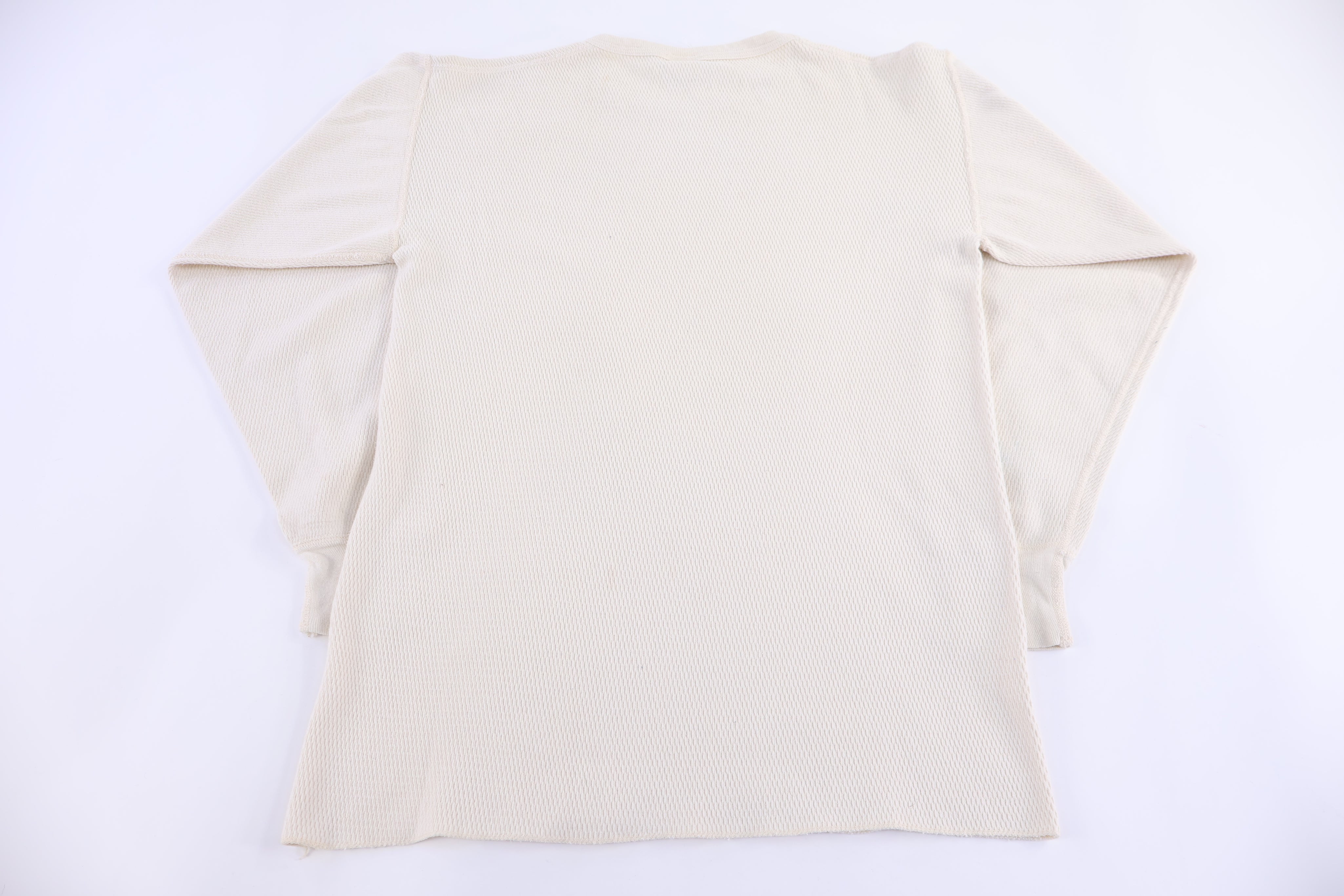 90's Carhartt Embroidered Logo Cream Thermal LS T-shirt