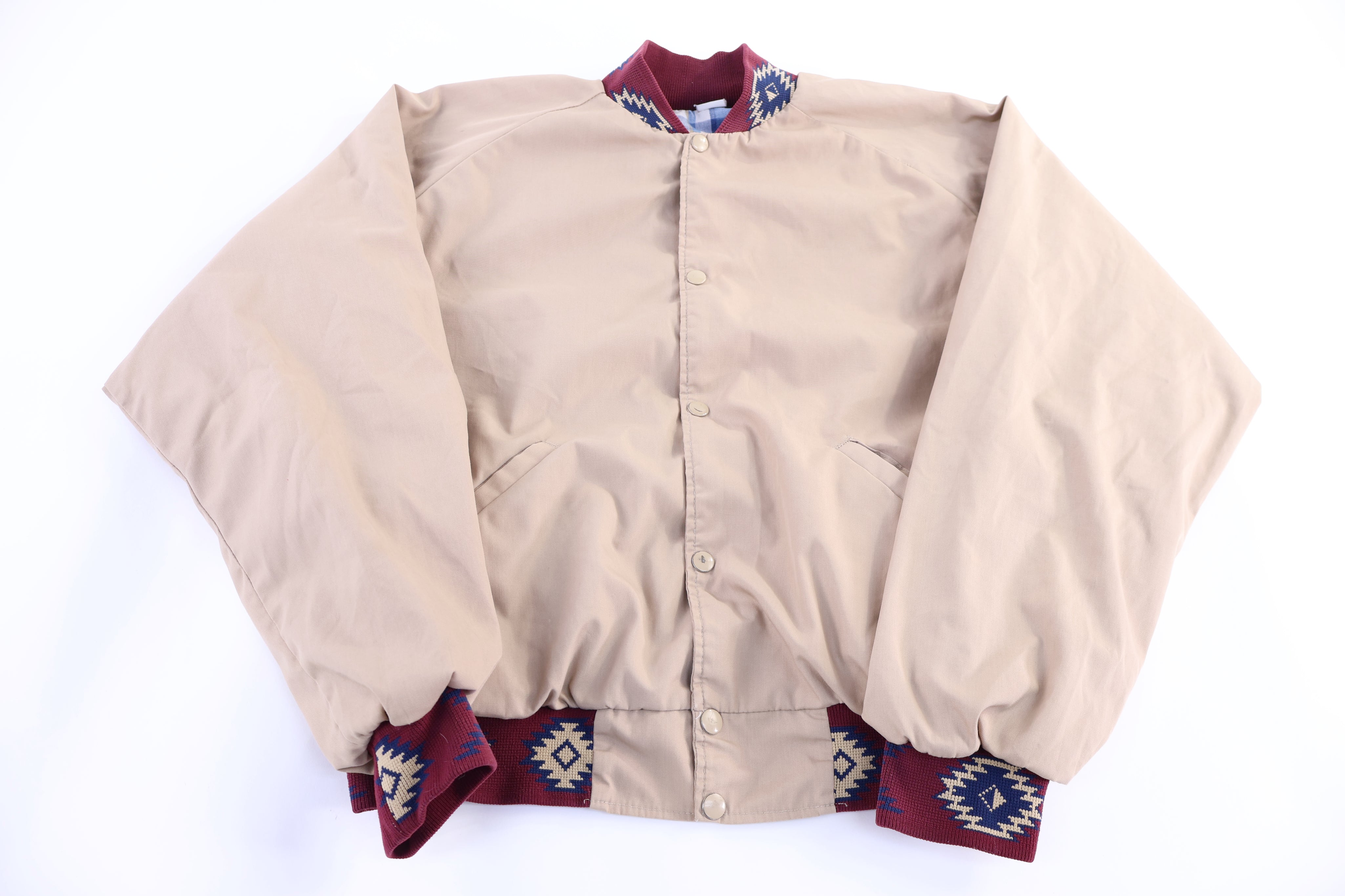 Vintage Aztec Pattern Full Snap Bomber Jacket