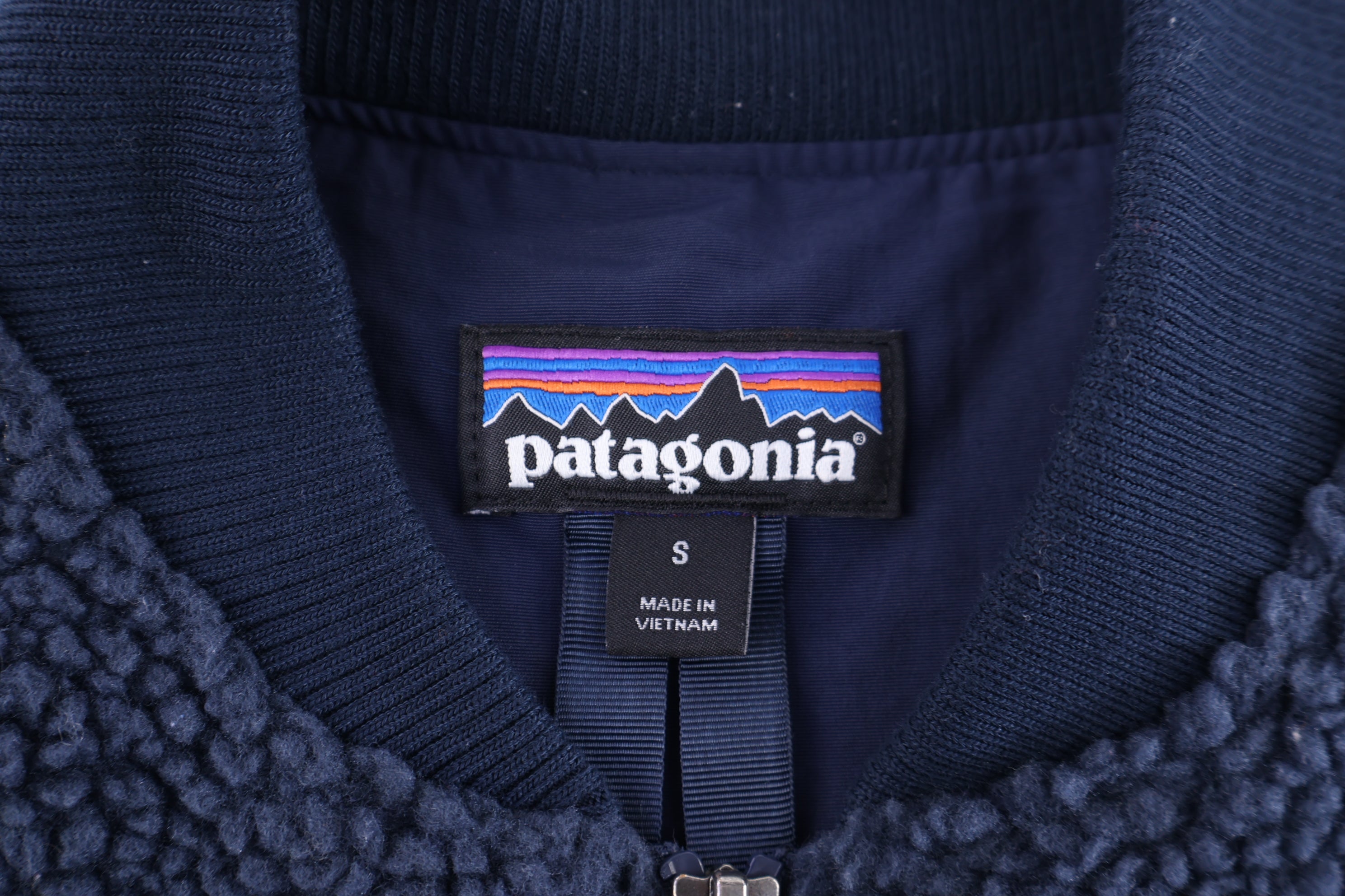 Patagonia Logo Patch Navy Sherpa Full Zip Jacket
