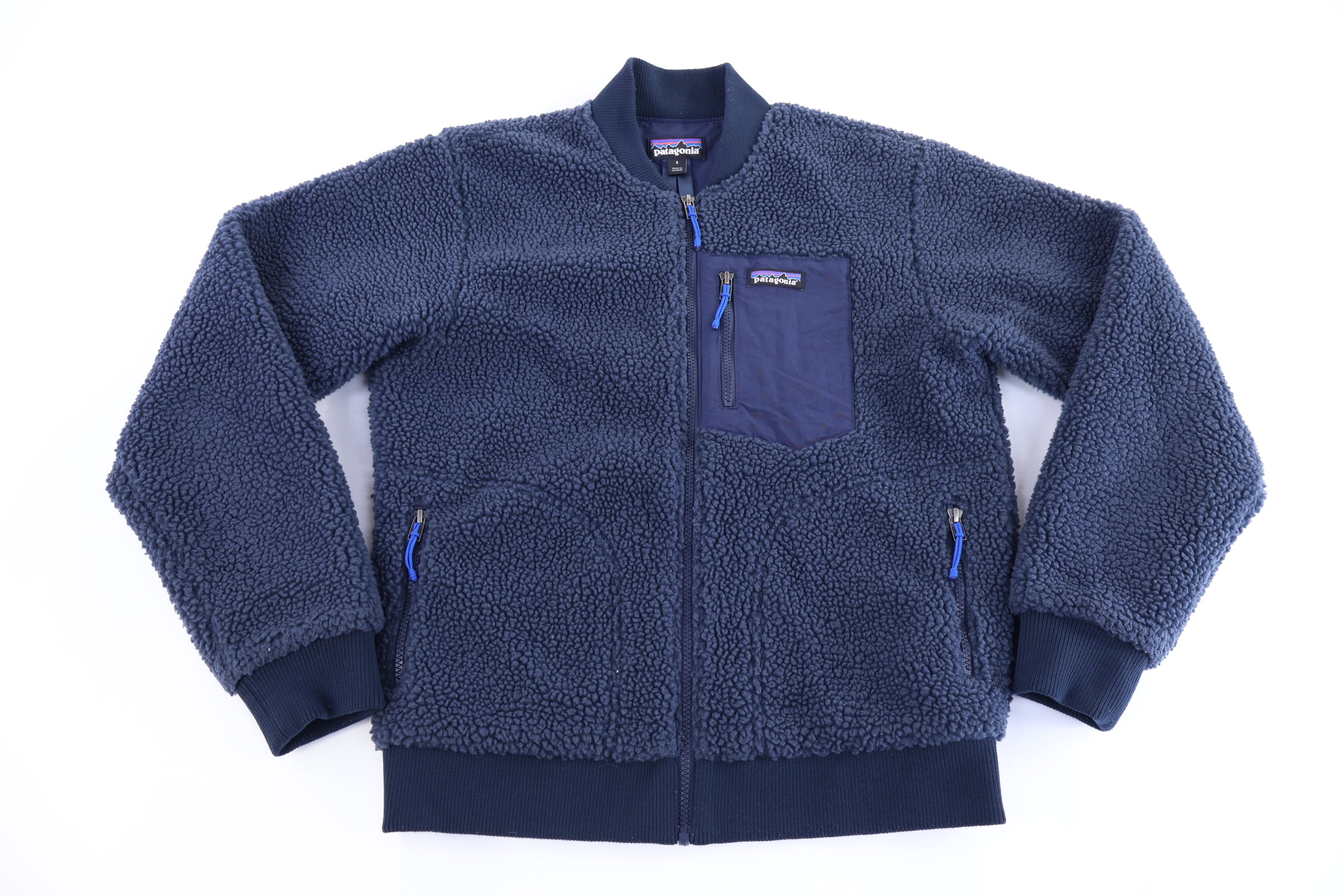 Patagonia Logo Patch Navy Sherpa Full Zip Jacket
