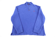 Polo Ralph Lauren Embroidered Logo Blue Quarter Zip Sweater