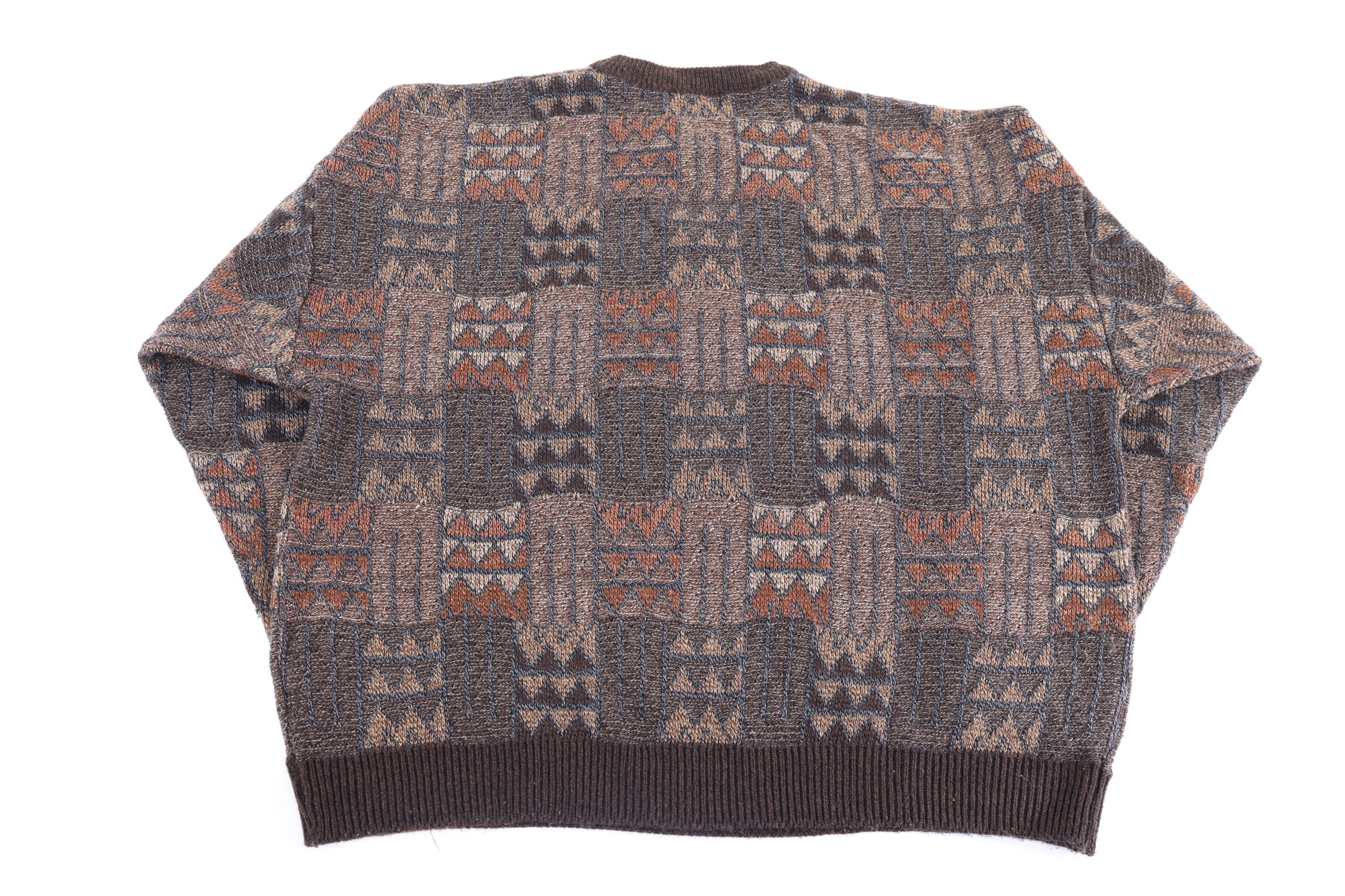 Towncraft Brown Multipattern Knit Sweater