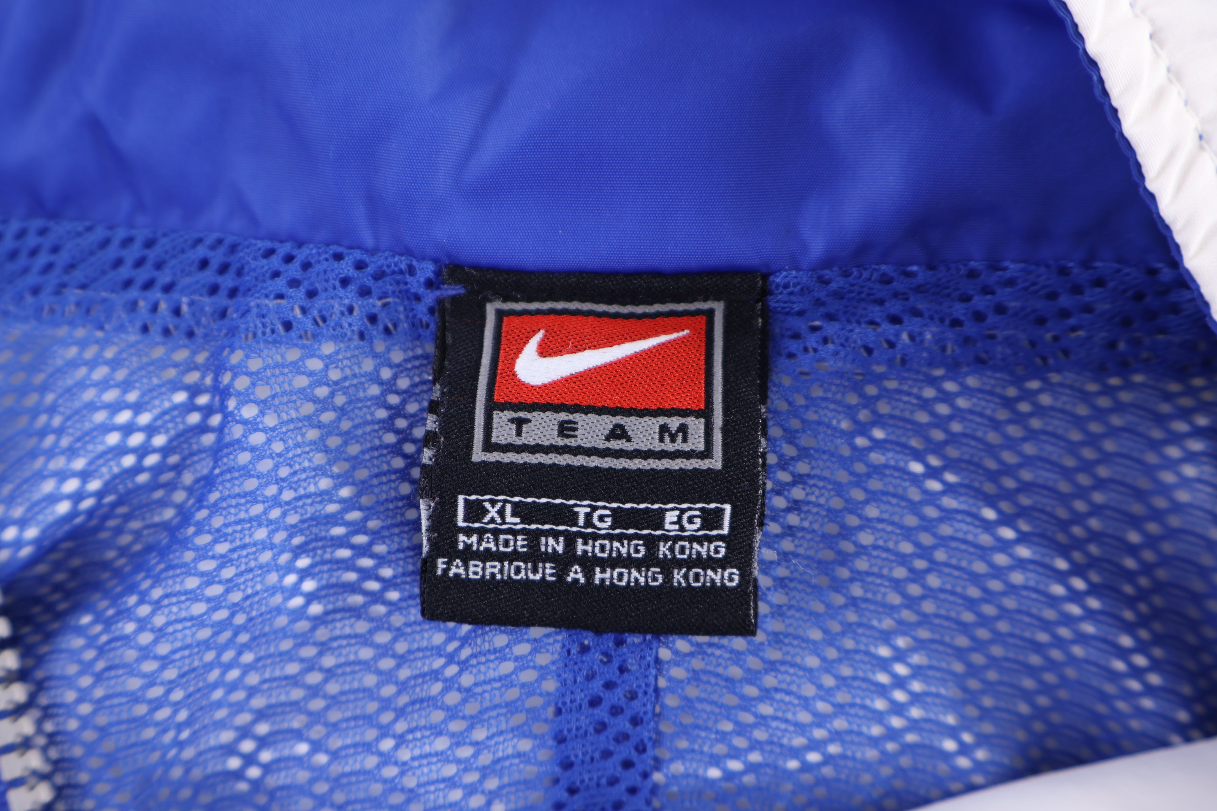Vintage Nike Embroidered Logo Blue & White Full Zip Windbreaker