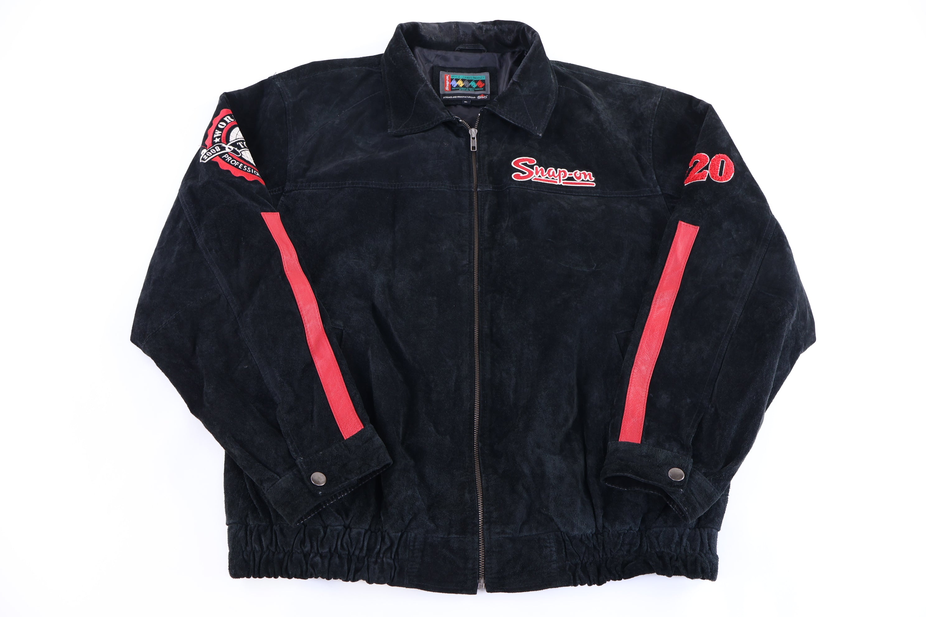 Vintage Snap On Black Leather Suede Full Zip Jacket