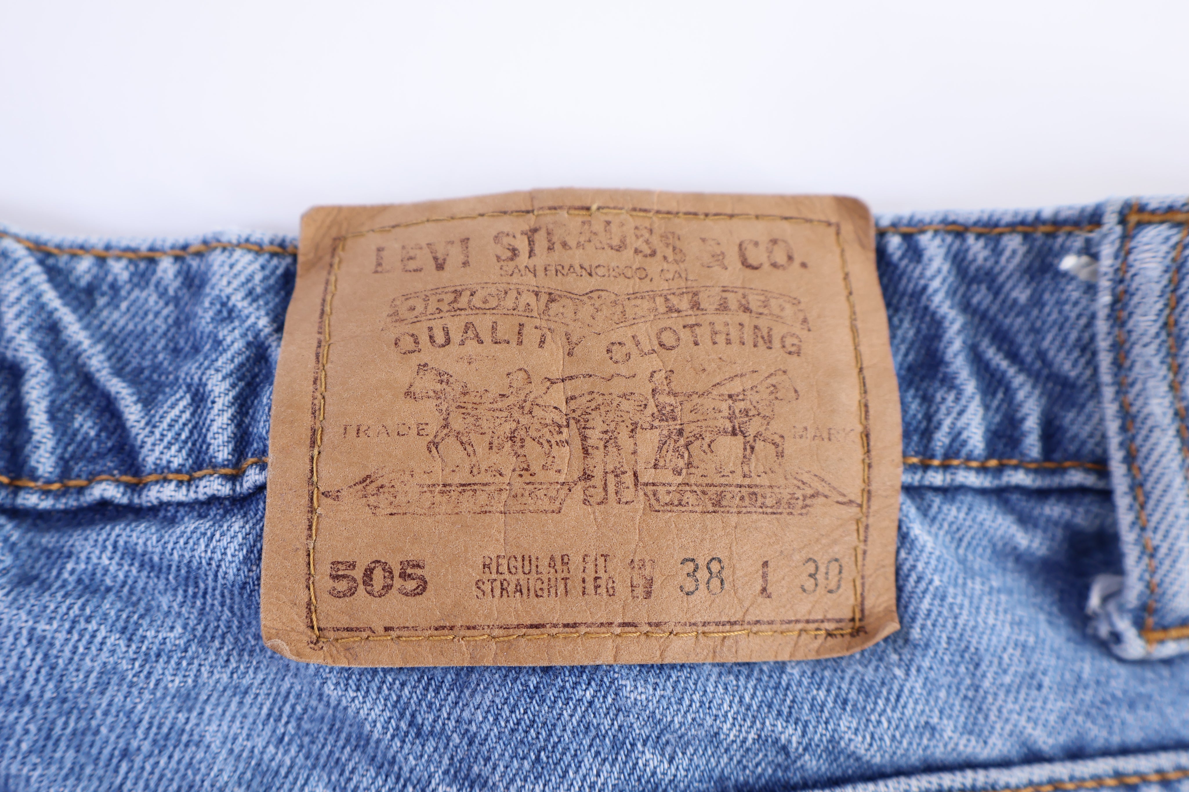 90's Levi's 505 Light Wash Orange Tab Jeans
