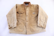 Carhartt Logo Patch Tan Blanket Lined Chore Jacket