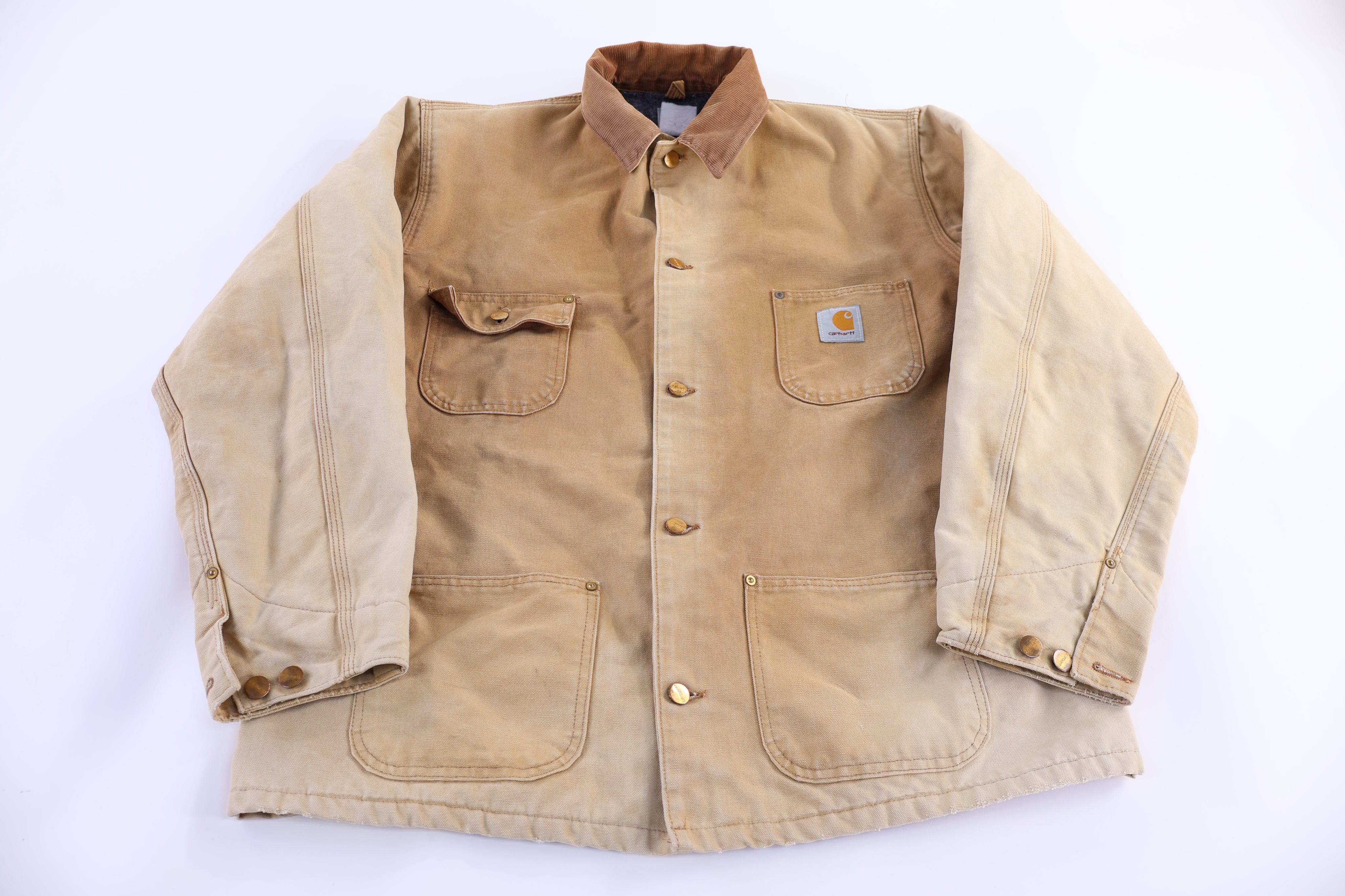 Carhartt Logo Patch Tan Blanket Lined Chore Jacket