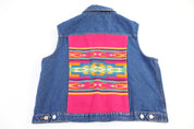 Women's Vintage Pendleton Aztec Pattern Denim Vest